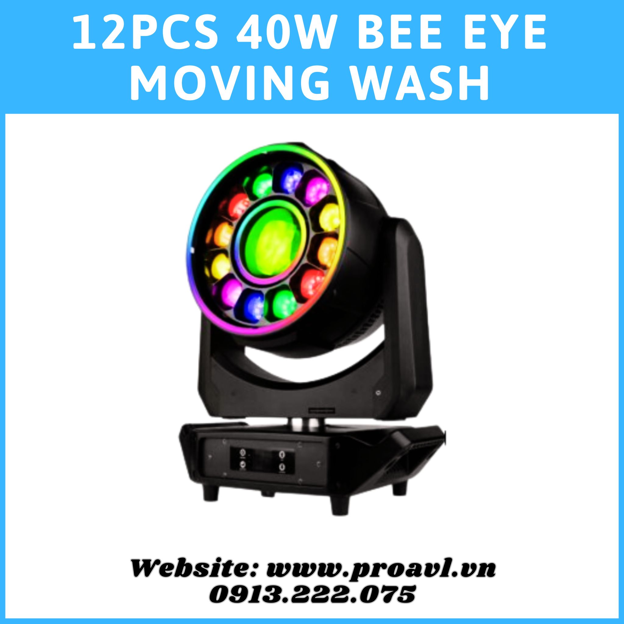 12Pcs 40W Bee Eye Moving Wash Stage Lights