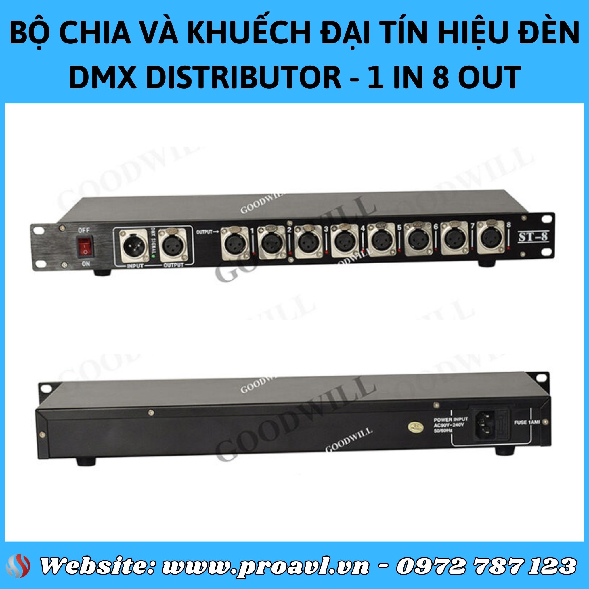 Out GoodWill DMX DISTRIBUTOR 1IN8 Desk