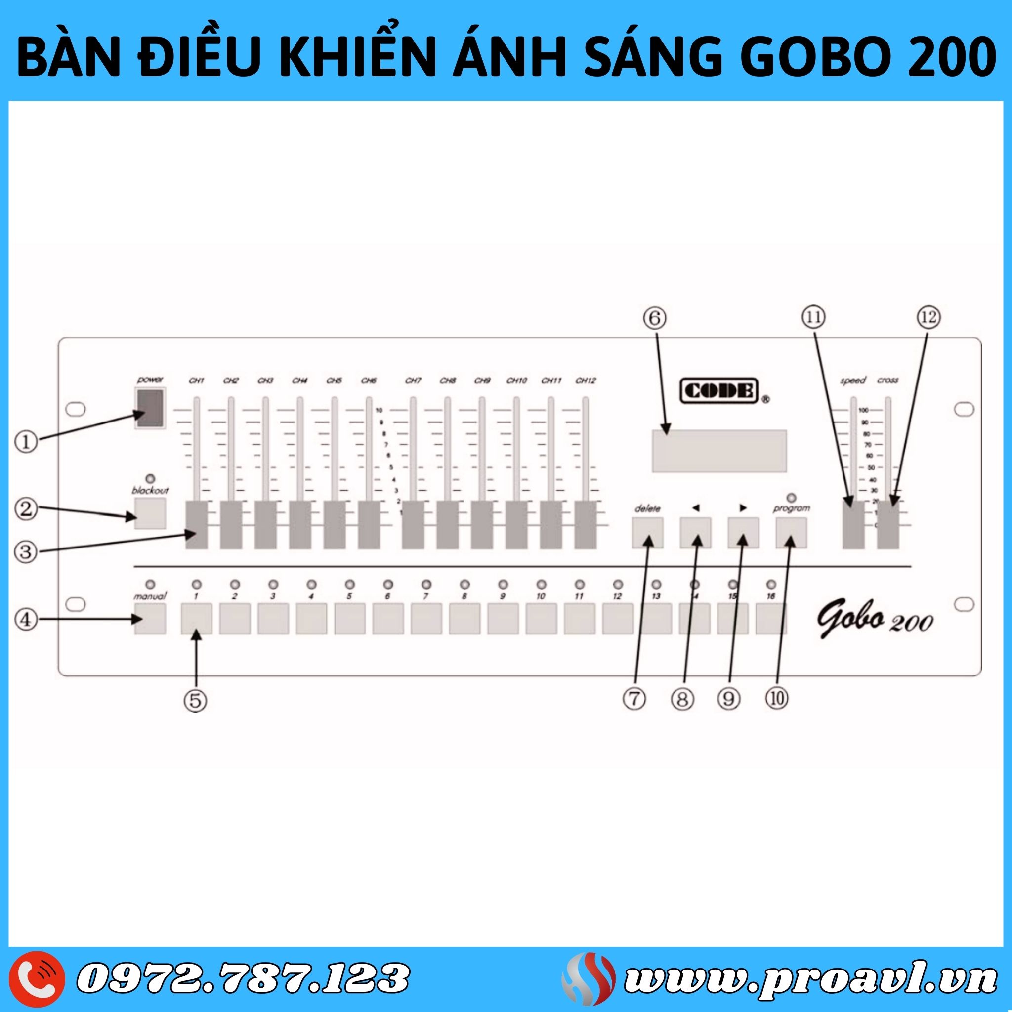 Stage lighting control table Code - GOBO 200 