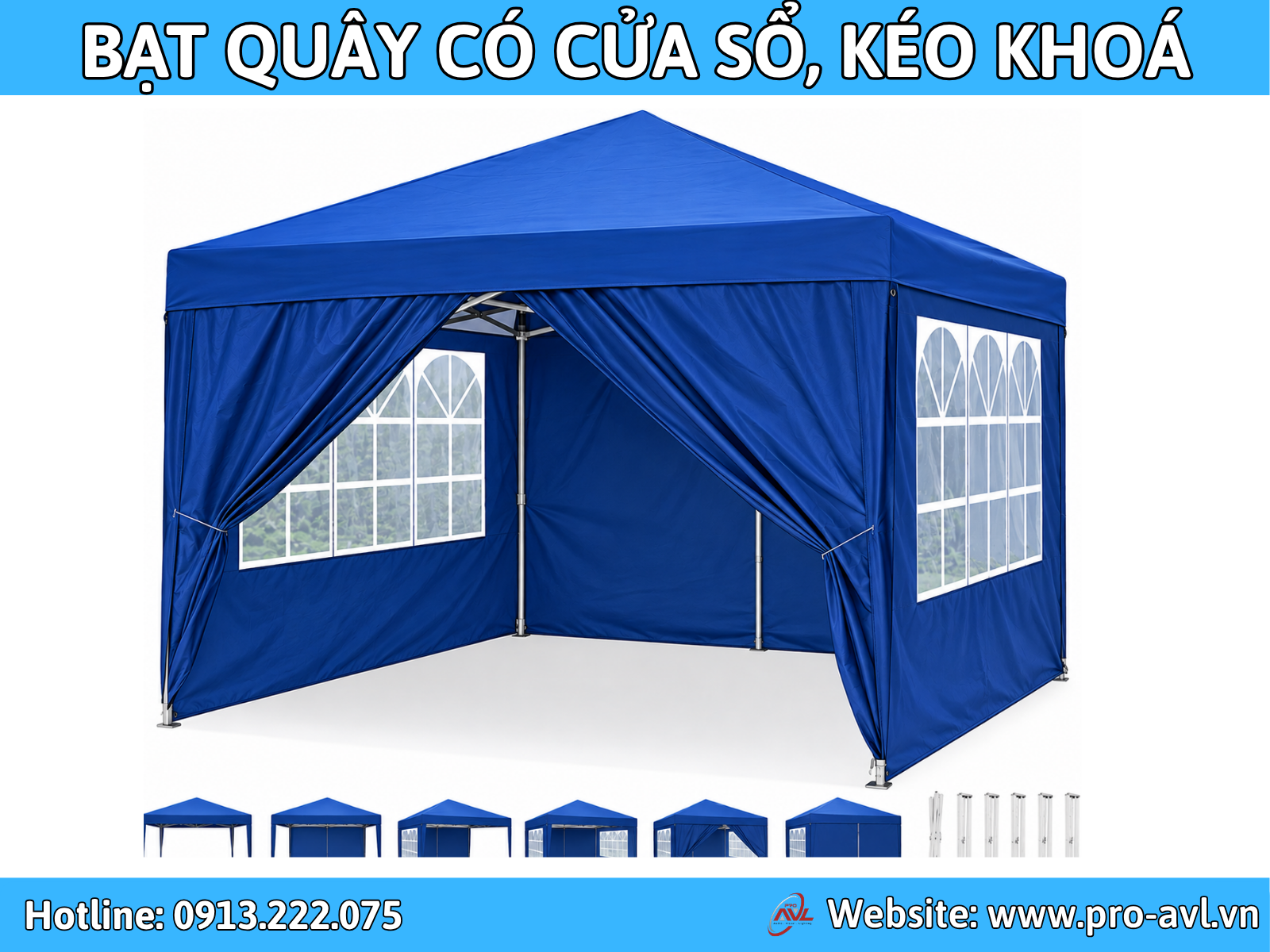 Bạt quây có cửa sổ, kéo khoá