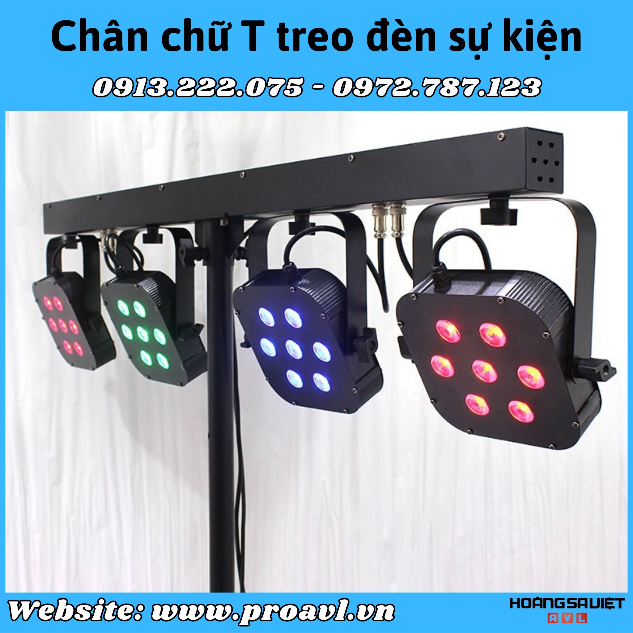 T-shaped legs hang event lights