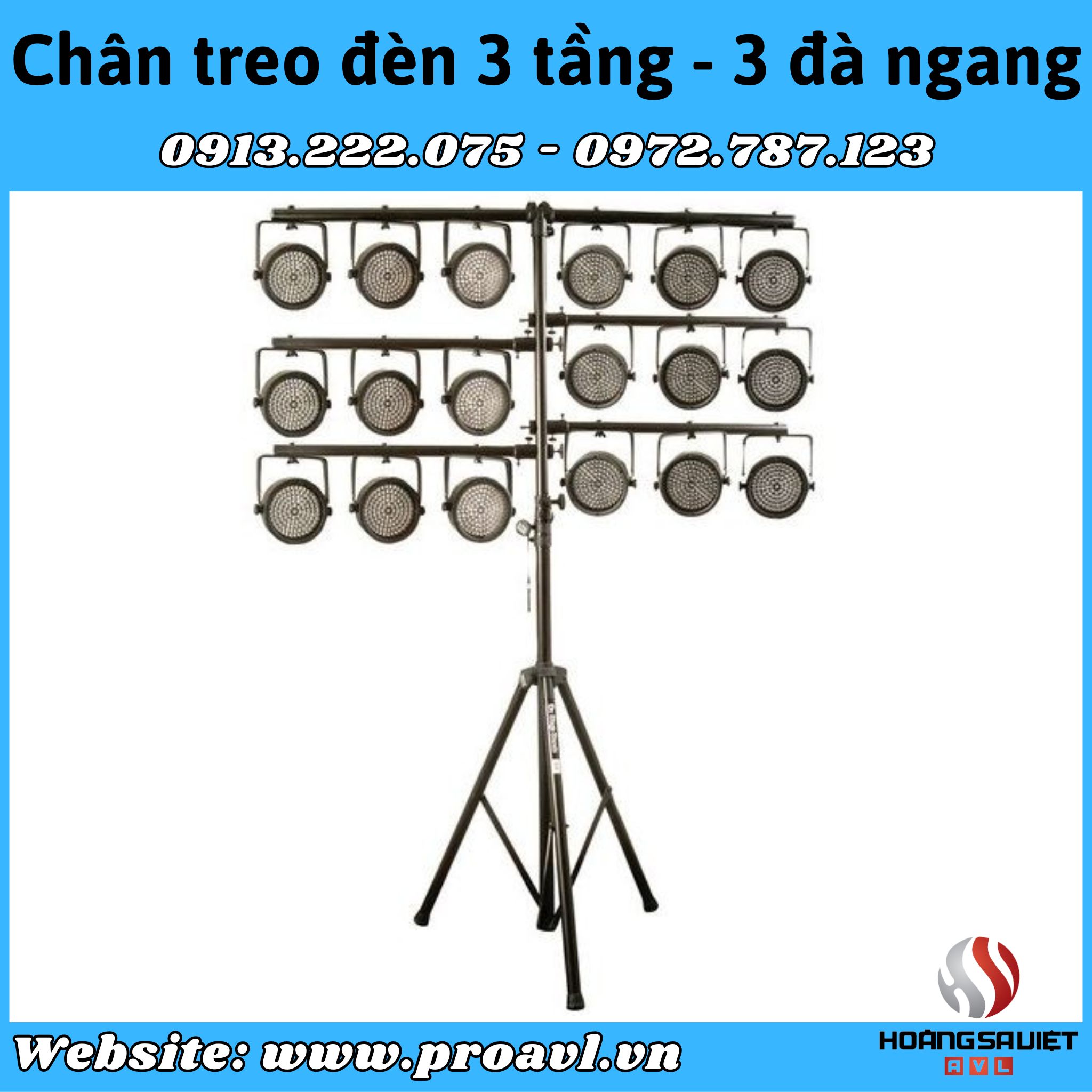 3-level lamp base, 3 horizontal beams