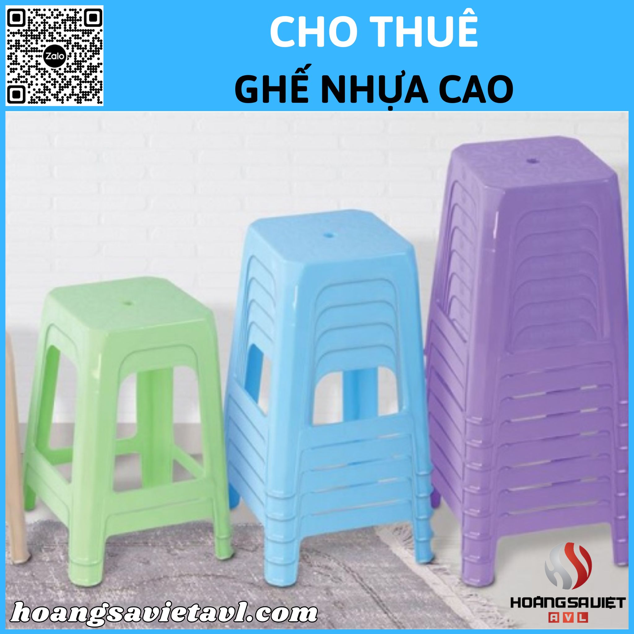 Cheap high plastic chairs for rent in Hanoi