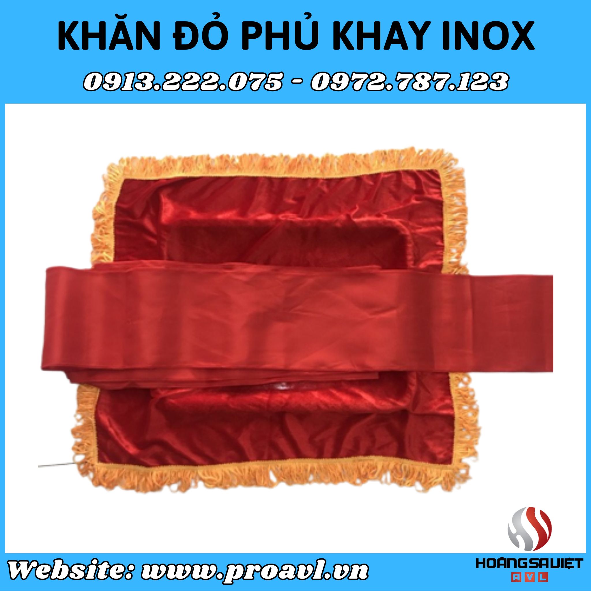 Cho thuê khăn phủ khay đỏ viền vàng giá rẻ 