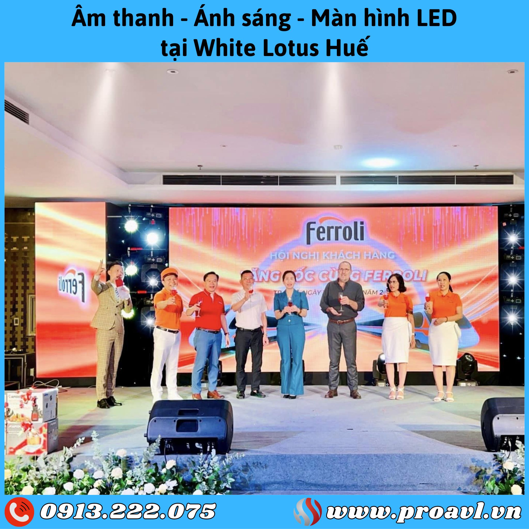 Sound, light - LED screen - stage at White Lotus Hue hotel