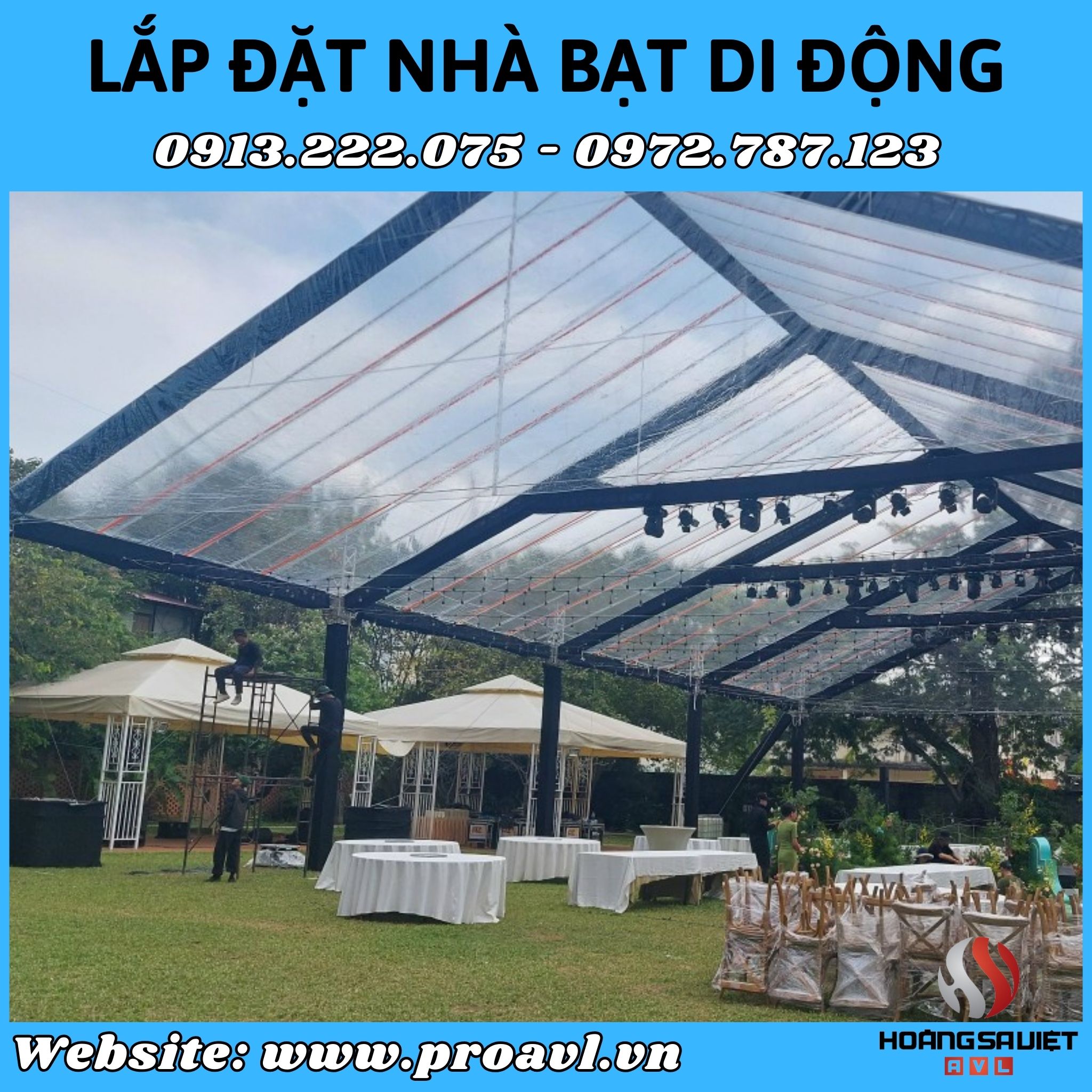 Construction and installation of transparent mobile canvas tents in Hanoi