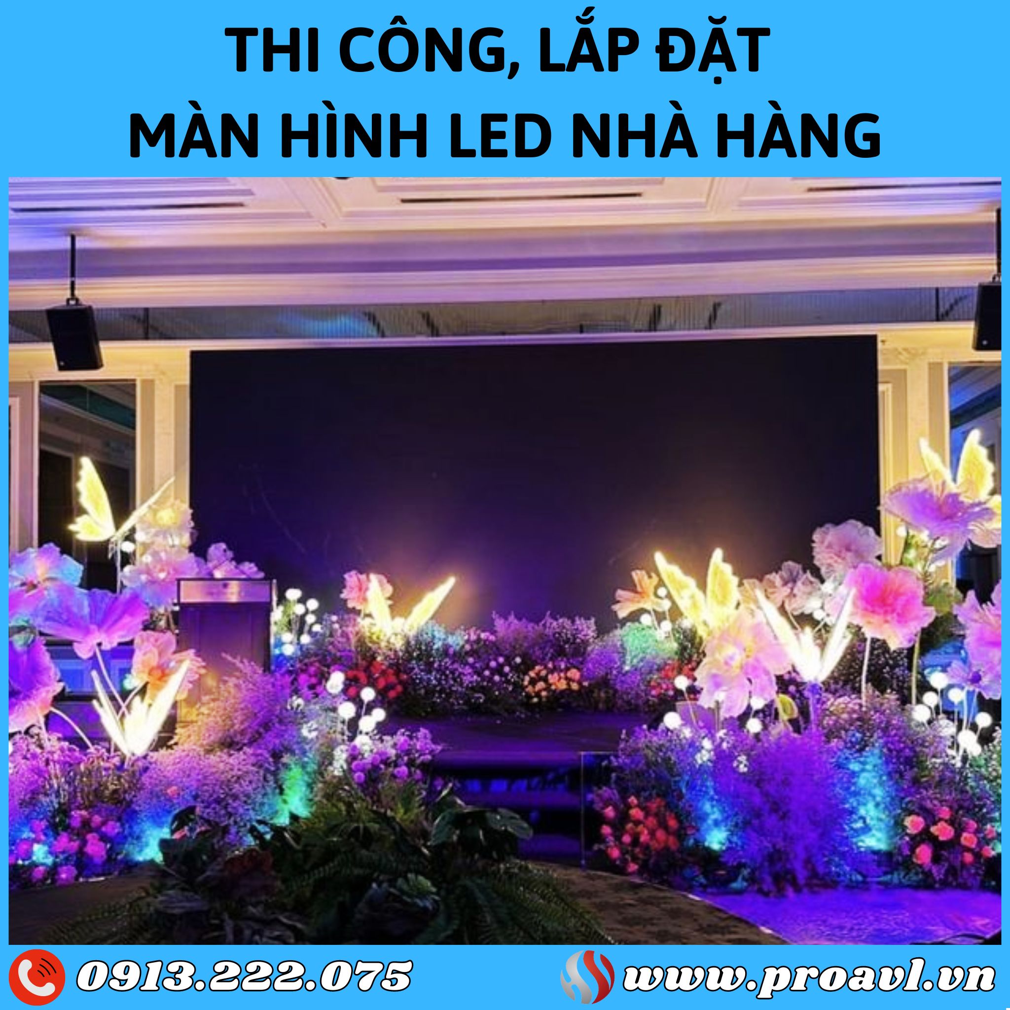 Thi công, lắp đặt màn hình Led nhà hàng/khách sạn