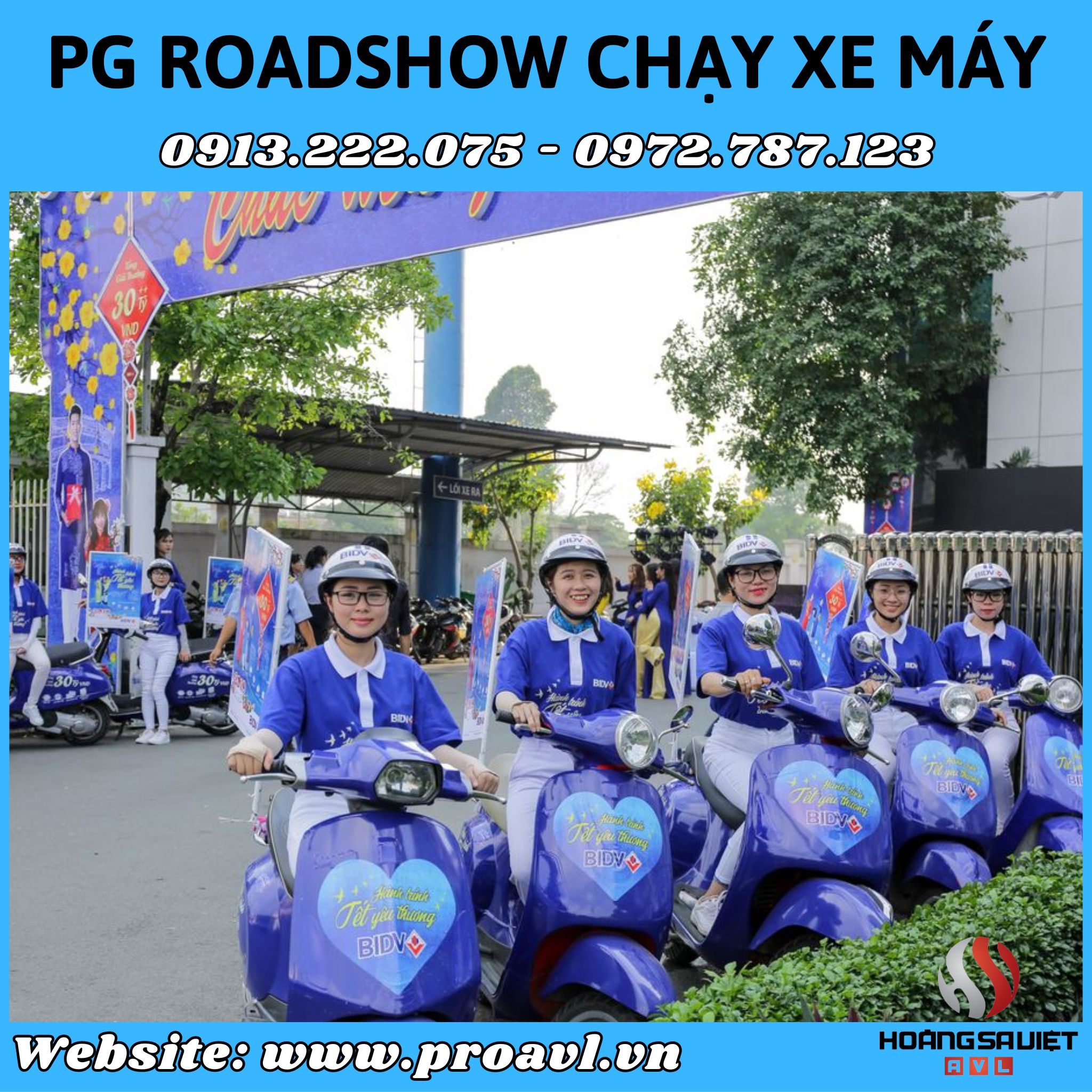 PG Roadshow runs motorbikes in Hanoi