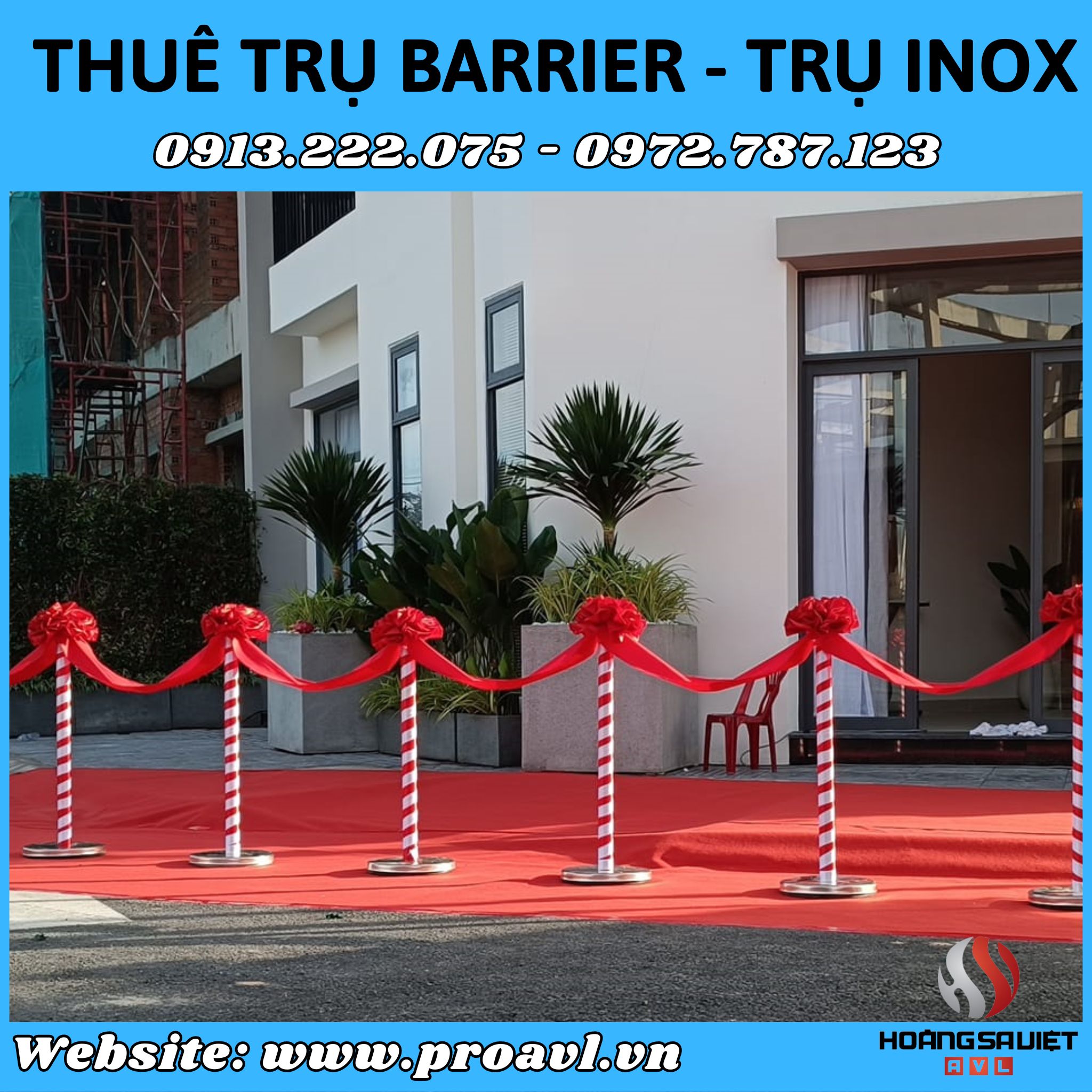 Barrier pillars for rent - Stainless steel event pillars