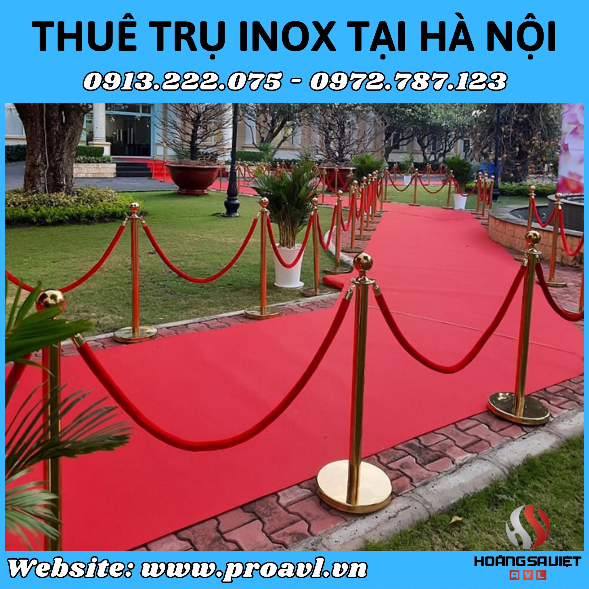 Stainless steel event pillars for rent in Hanoi