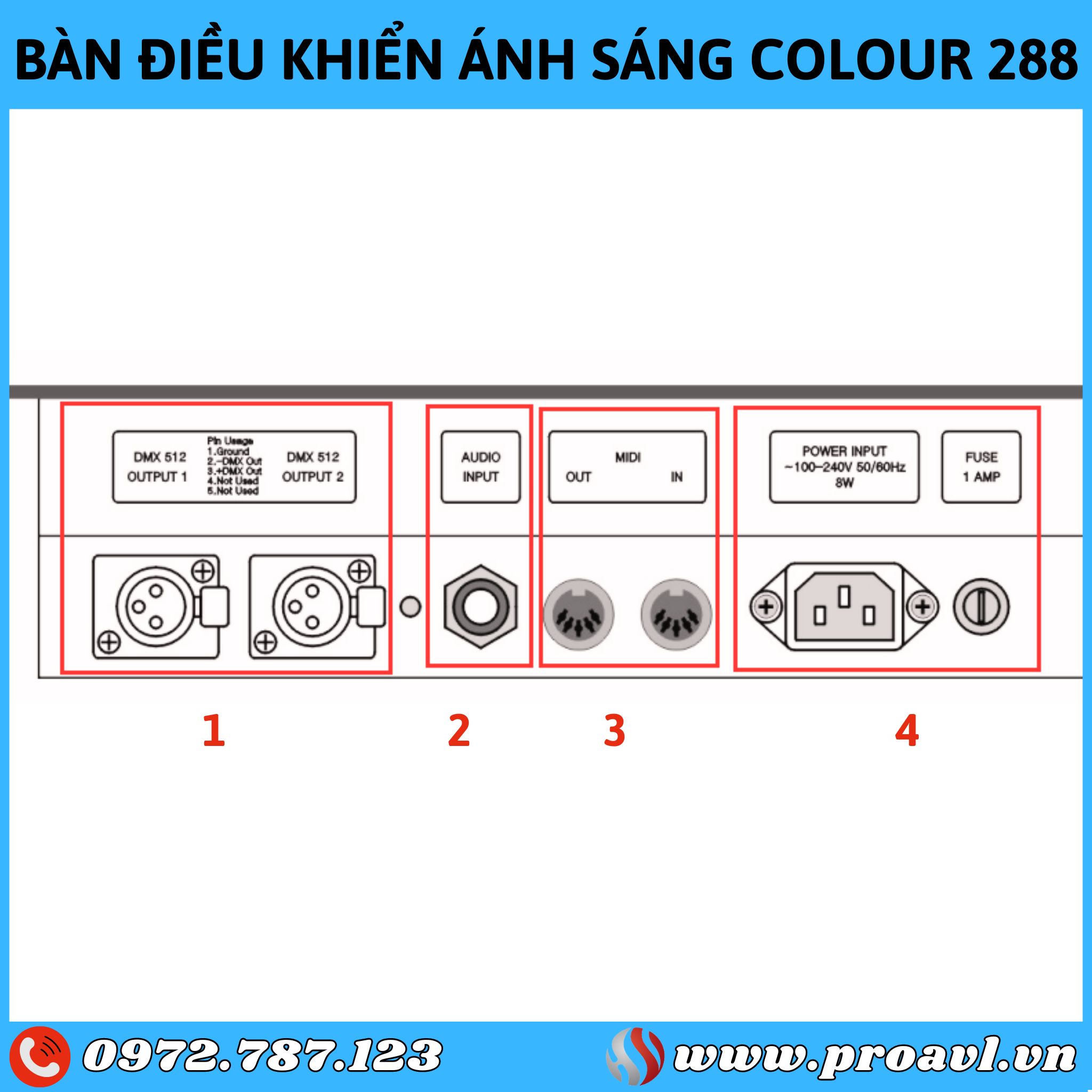 Back of the lighting console Color 288 - Code