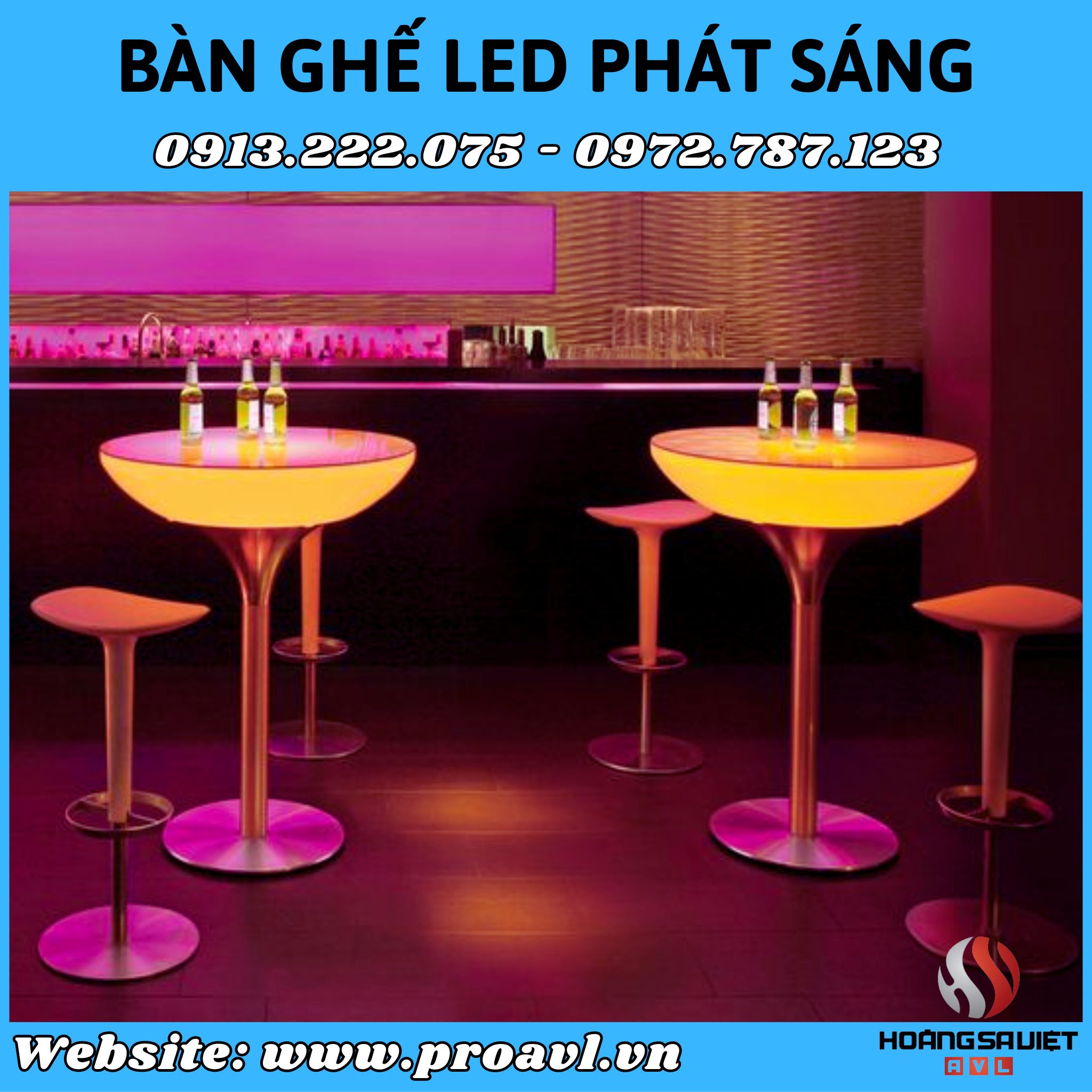 Một số mẫu bàn ghế Led phát sáng sự kiện tại Hà Nội