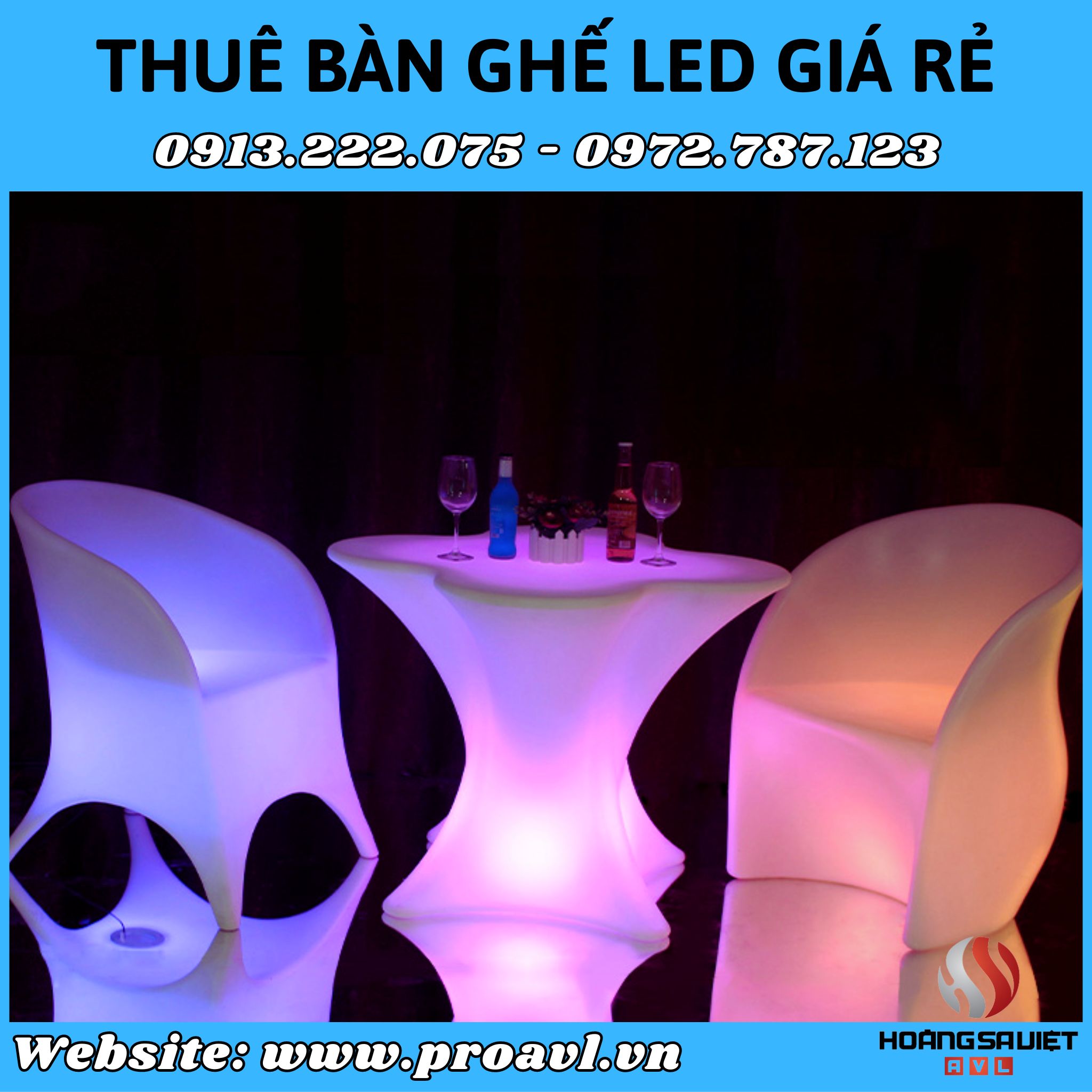 Cho thuê bàn ghế Led phát sáng giá rẻ 