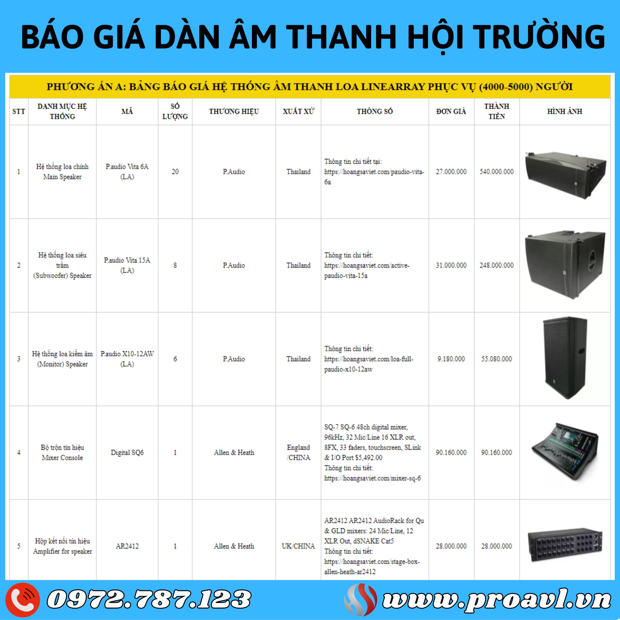 Quotation for hall sound system