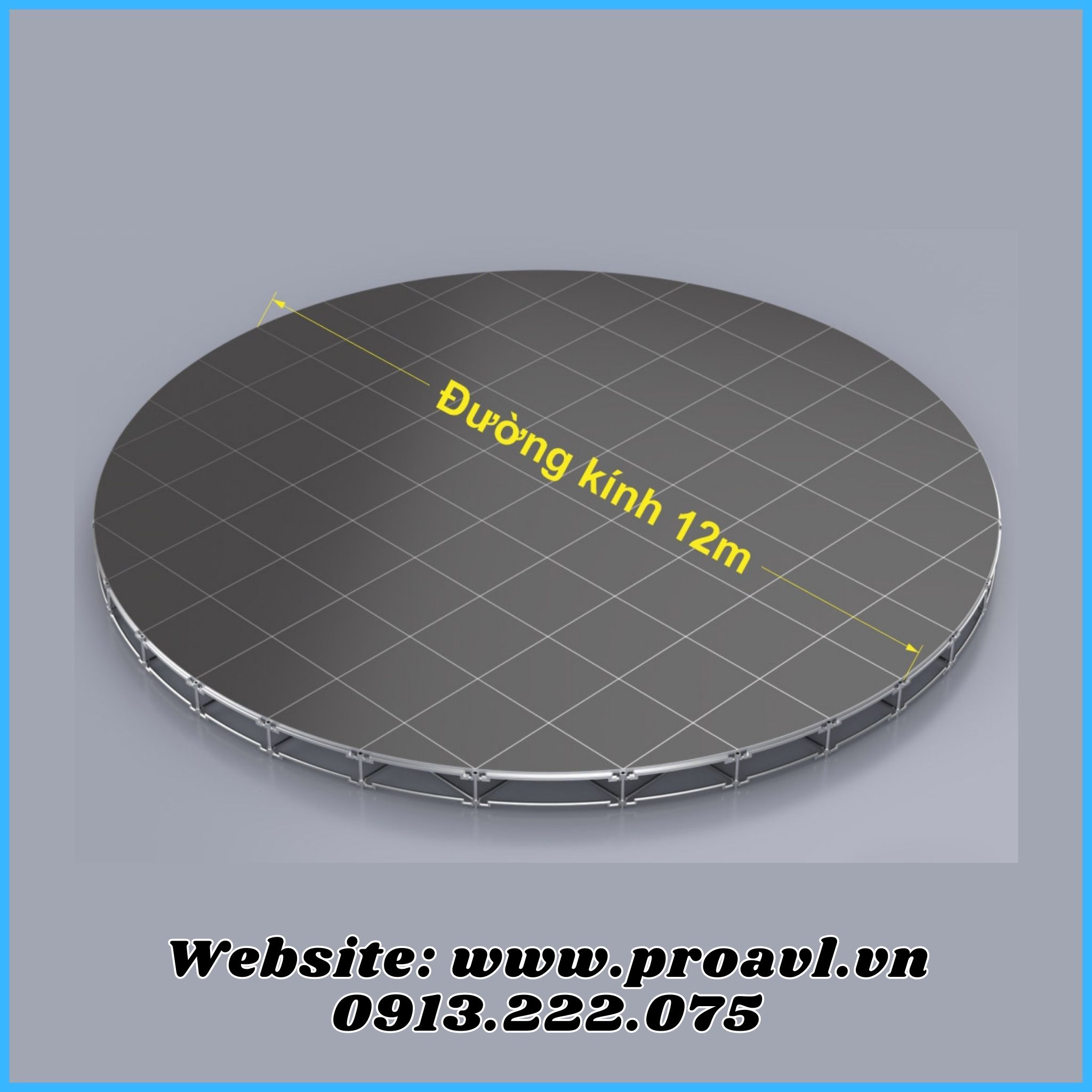 The assembled round stage has a diameter of 12m