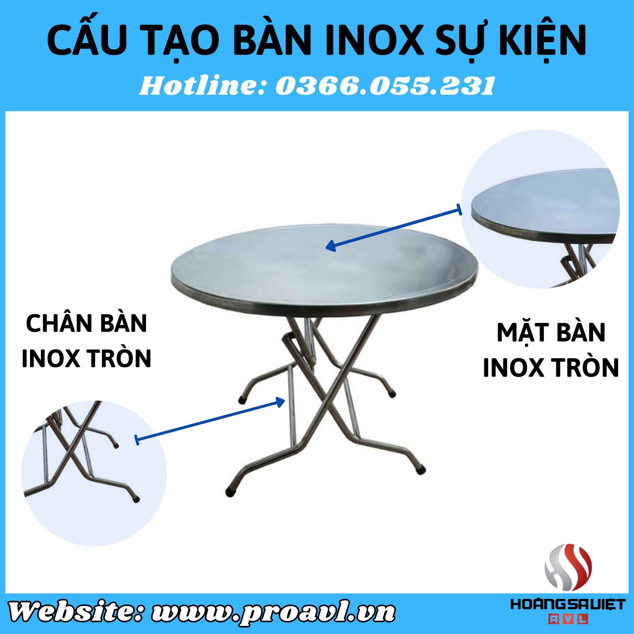 Cấu tạo bàn tròn inox giá rẻ tại Hà Nội