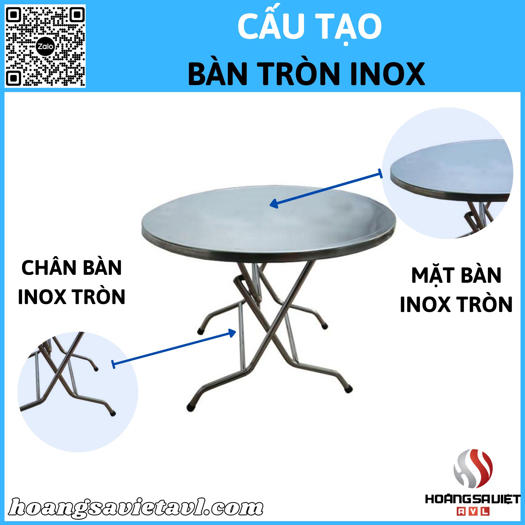 Cheap stainless steel round table structure in Hanoi