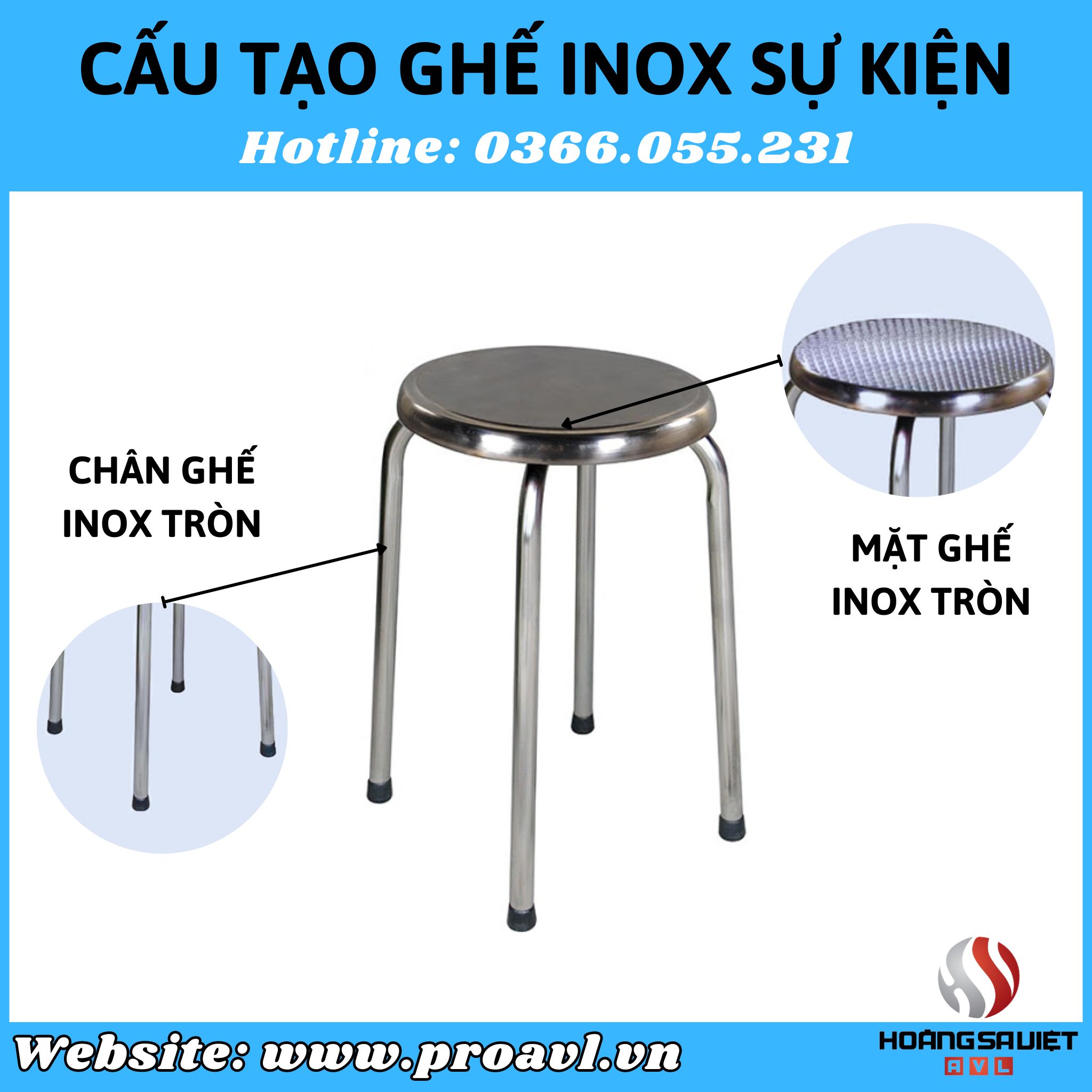 Cấu tạo ghế inox tròn 