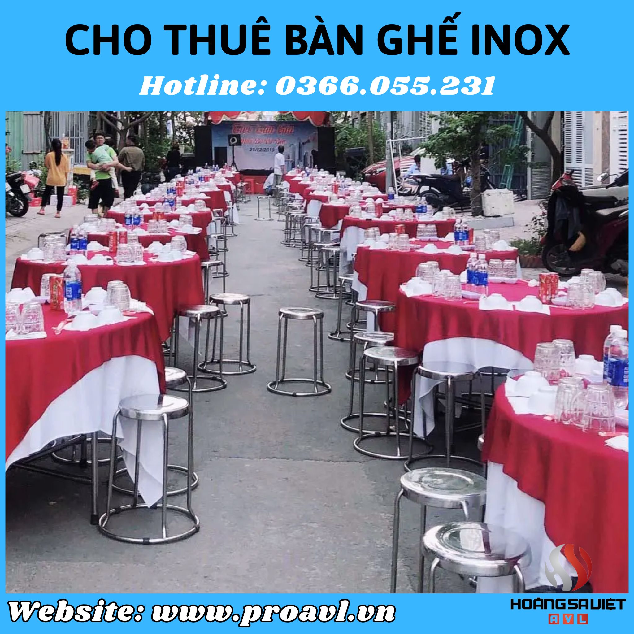 Cho thuế bàn ghế tròn inox chất lượng tại Hà Nội