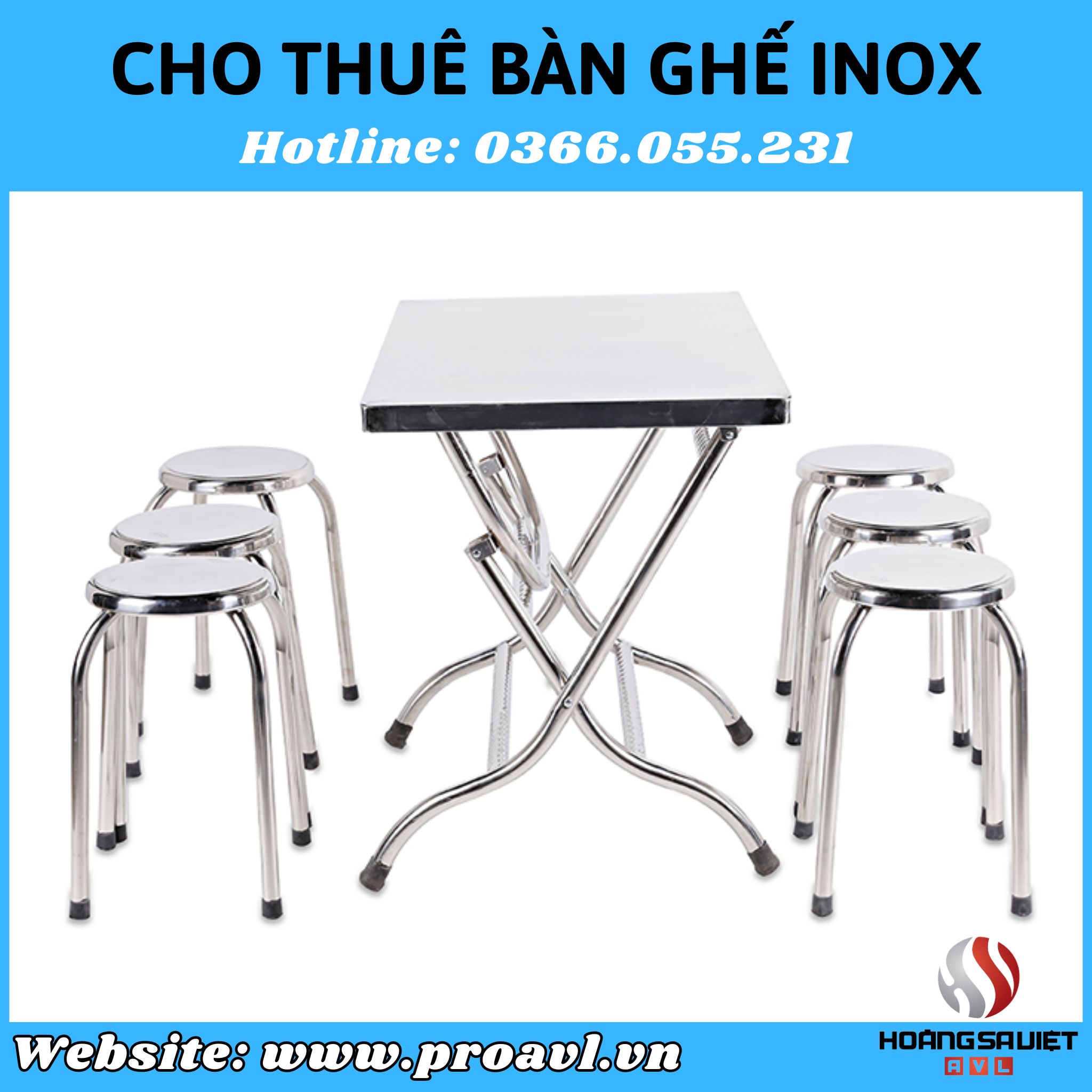 Cho thuê bàn ghế Inox vuông giá rẻ tại Hà Nội