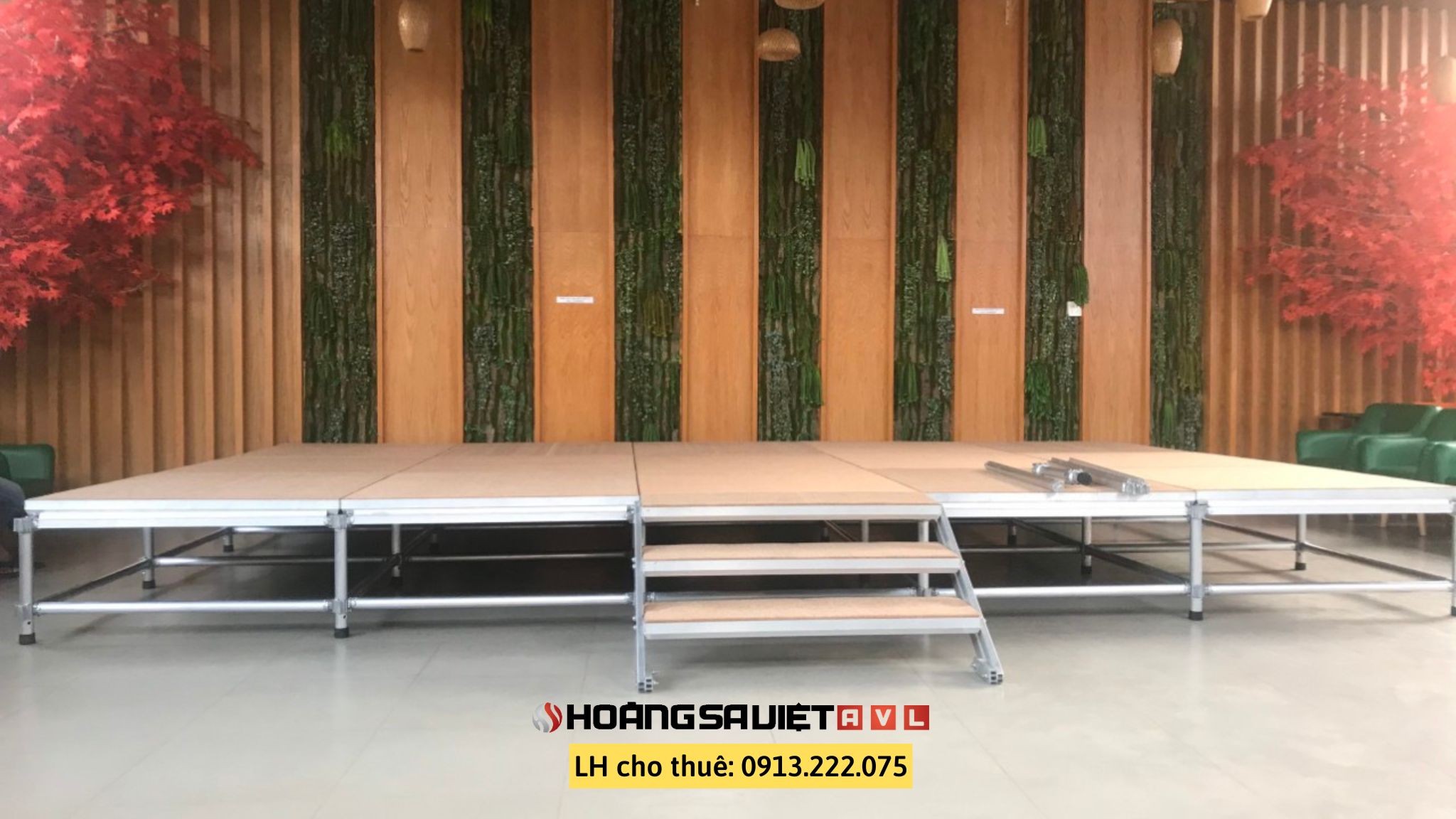 Stage installed in HSV AVL wedding restaurant