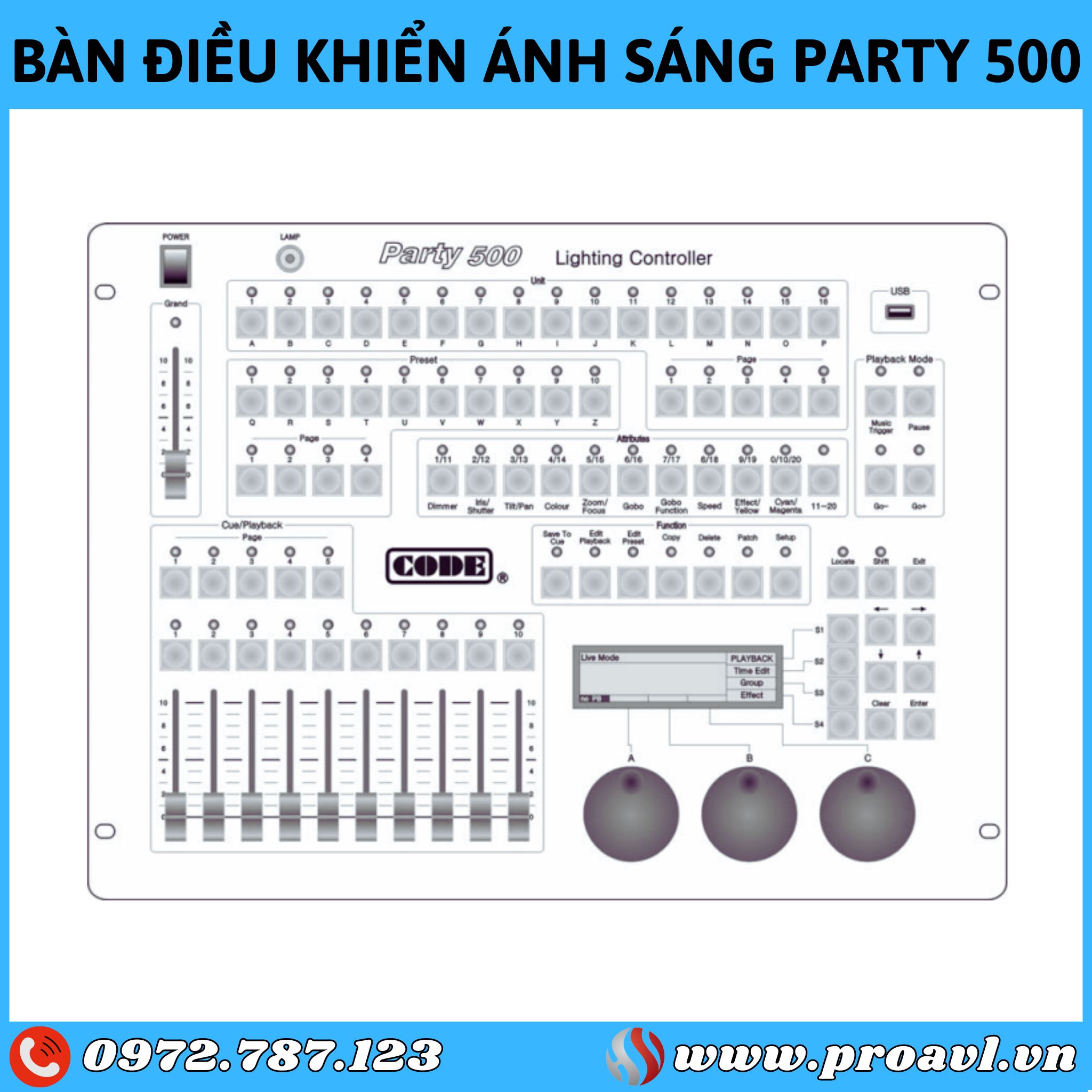 Genuine, professional Party 500 lighting control desk