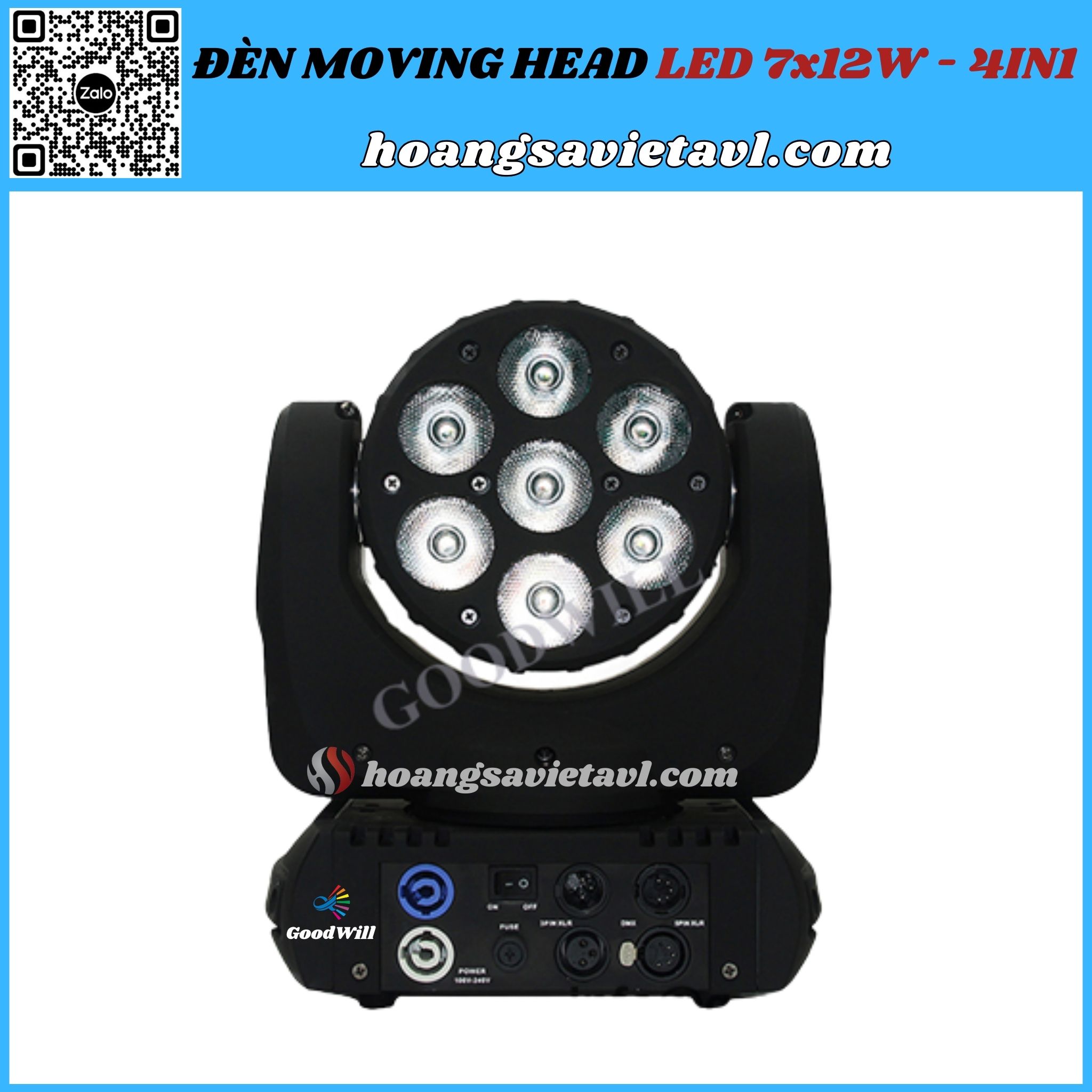 Đèn Sân Khấu Moving Head LED 7x12W - 4IN1 GoodWill