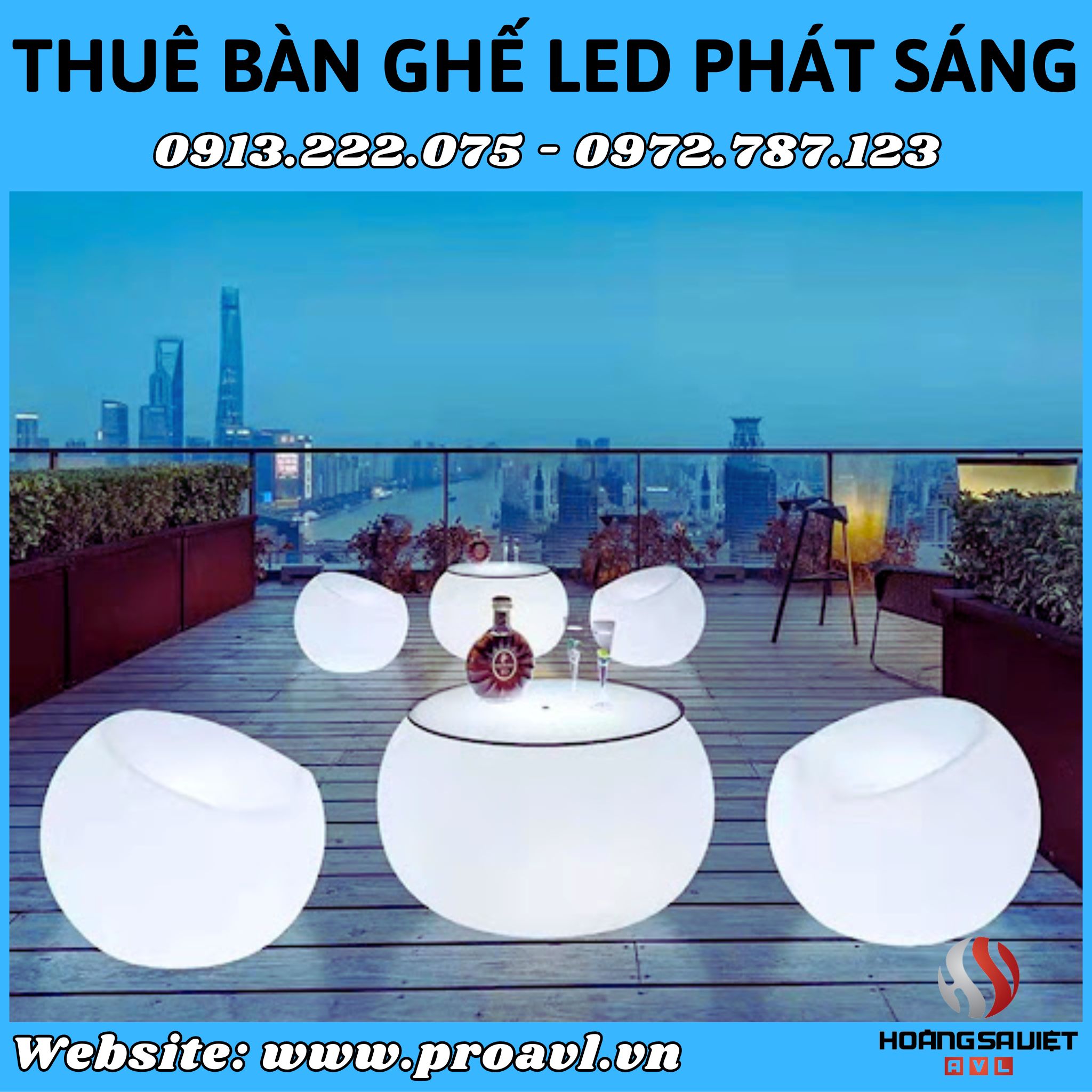 Một số mẫu bàn ghế Led trang trí sự kiện ngoài trời tại Hà Nội