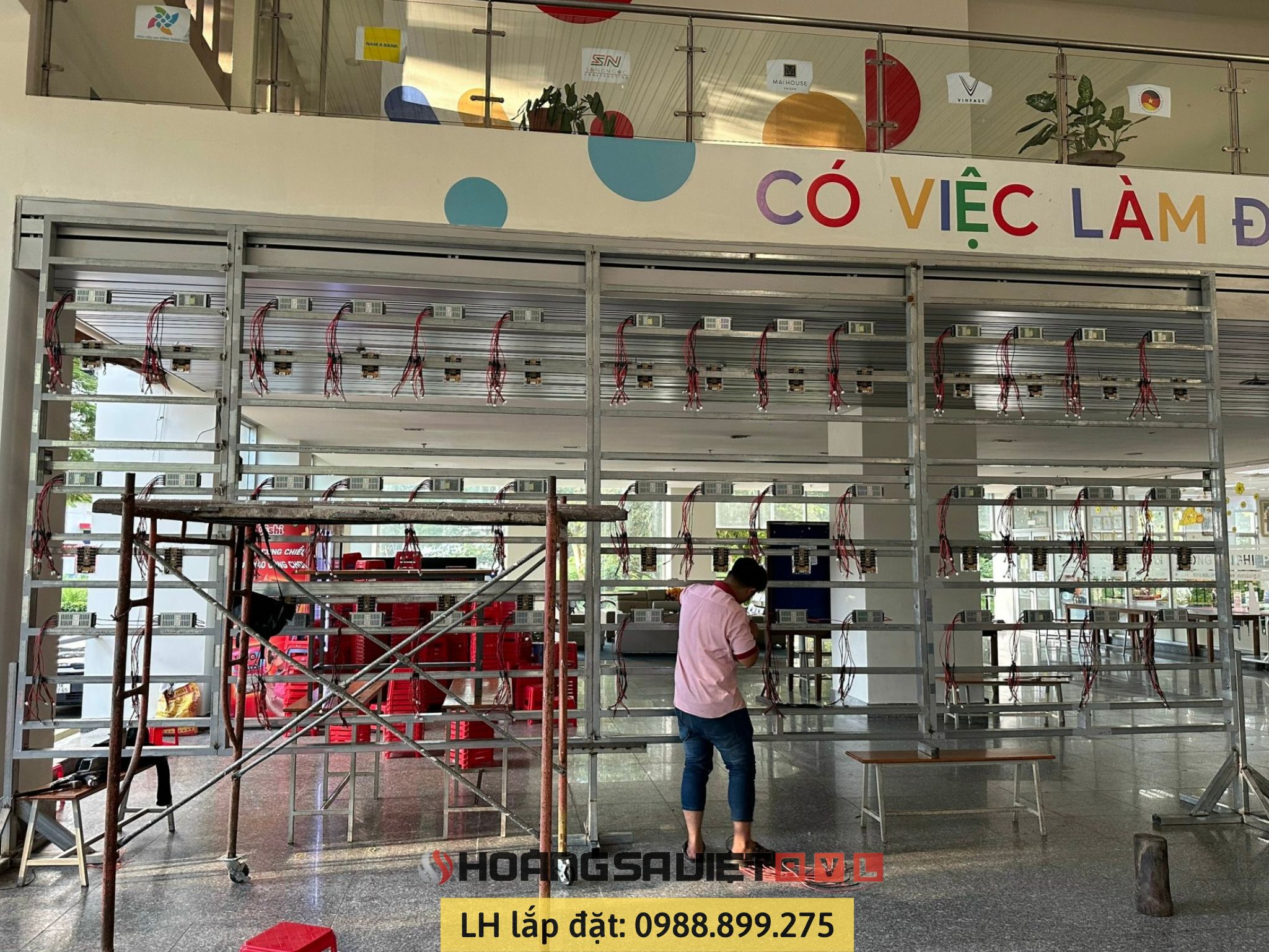 Install the frame for the P3.91 LED screen in the hall