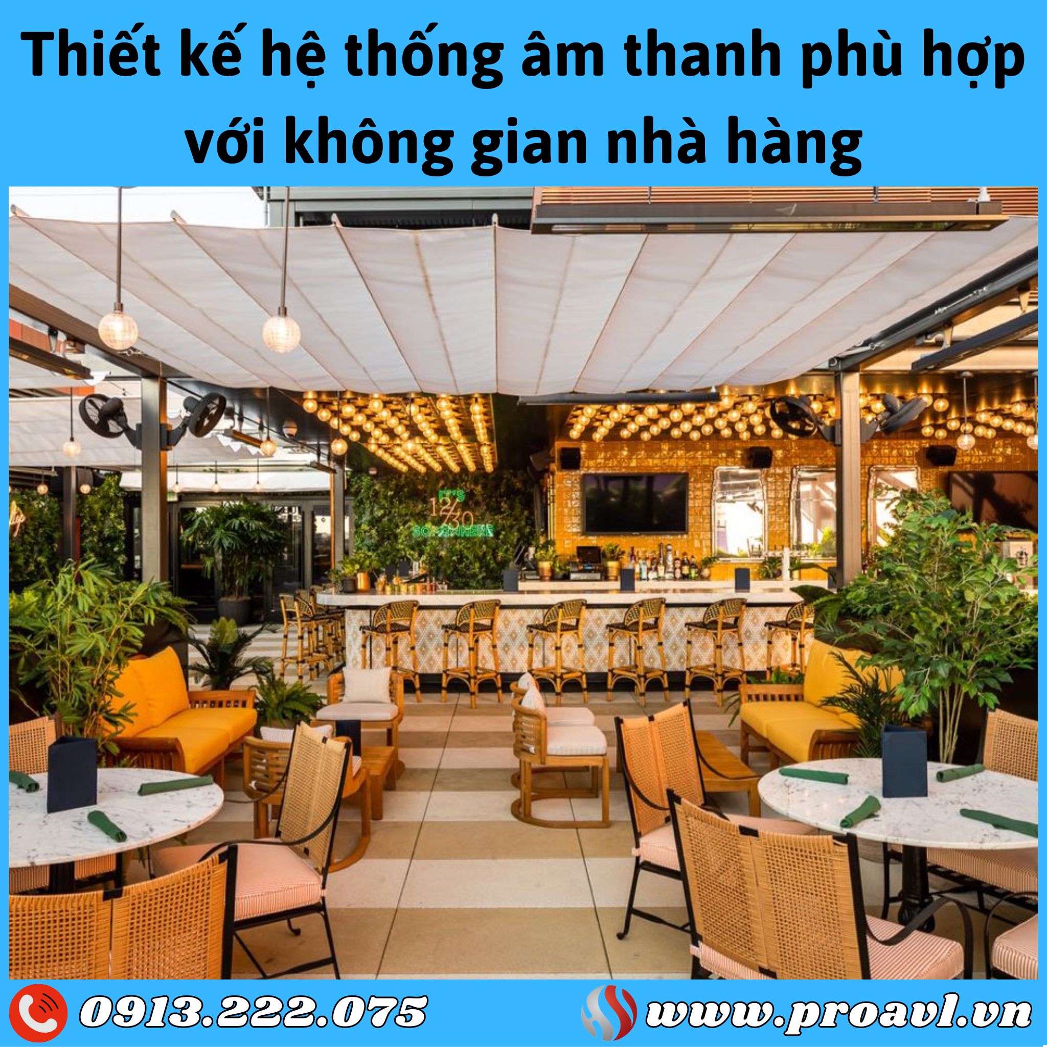 Design a sound system suitable for the restaurant space