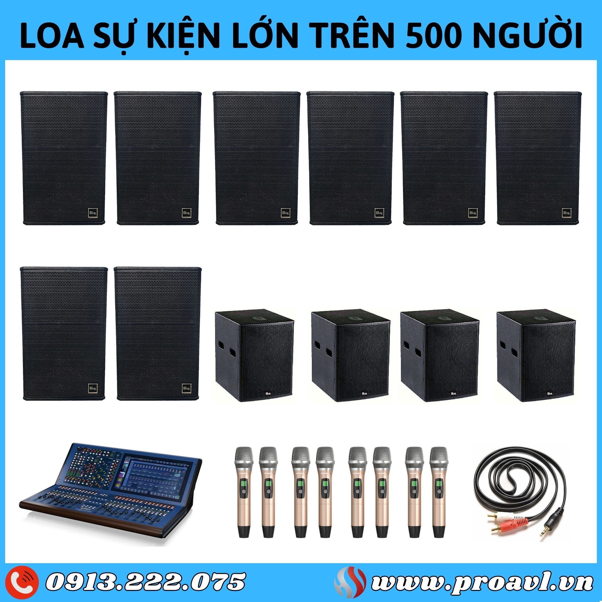 Speaker system for large events of over 500 people