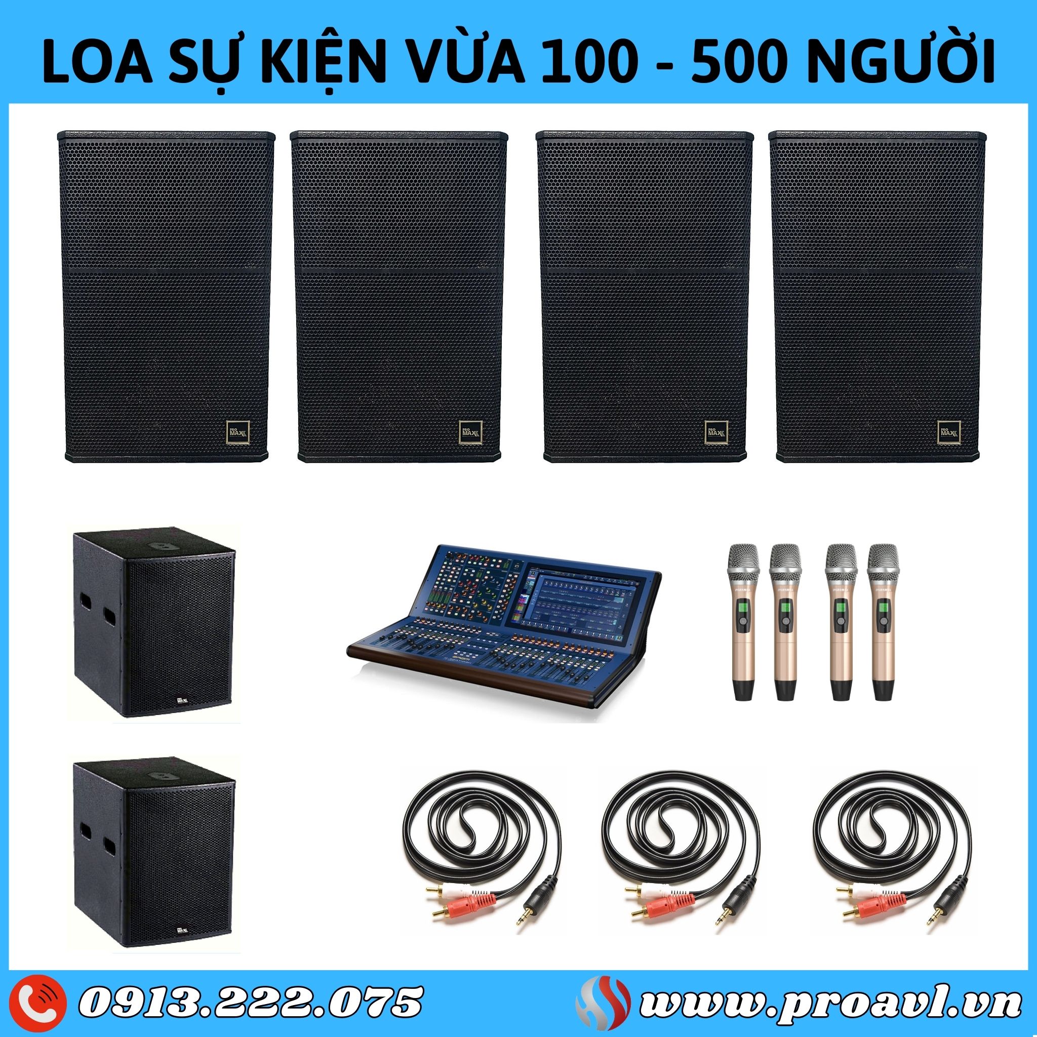 Speaker system for events of 100 - 500 people