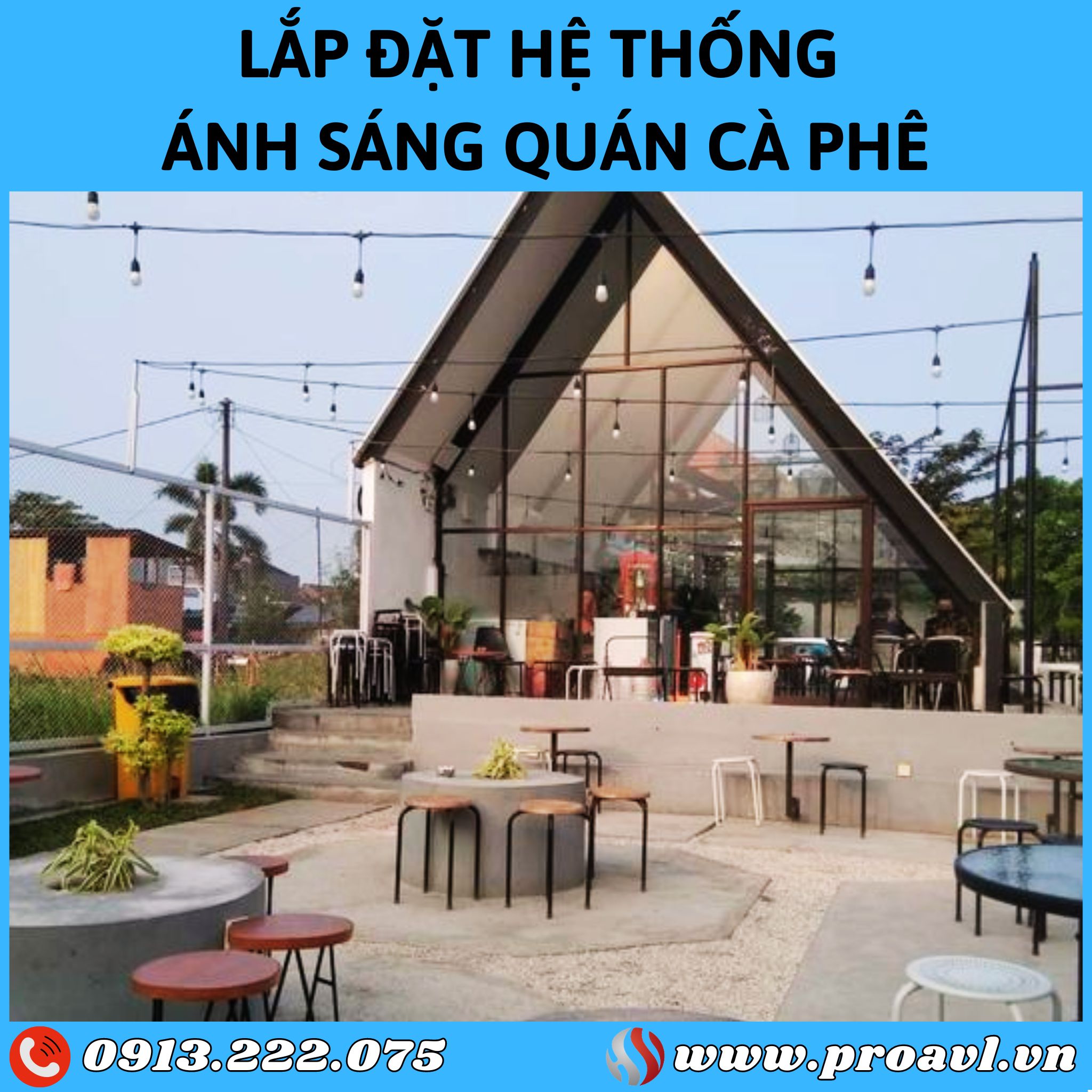 Lắp đặt hệ thống ánh sáng quán cà phê uy tín