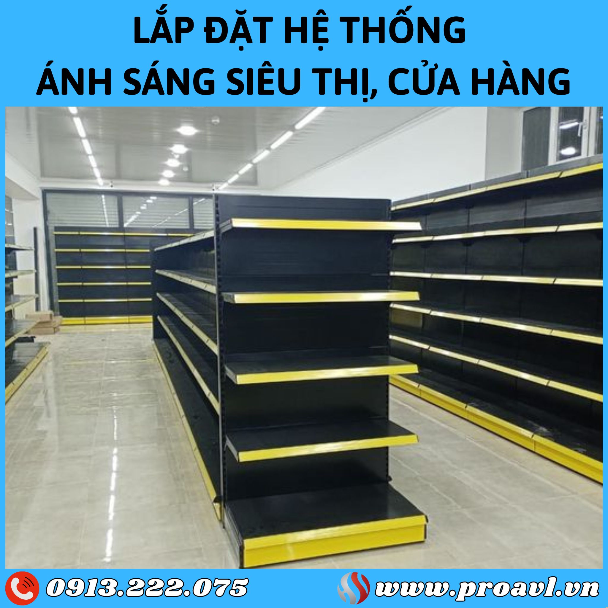 Construction and installation of supermarket lighting systems