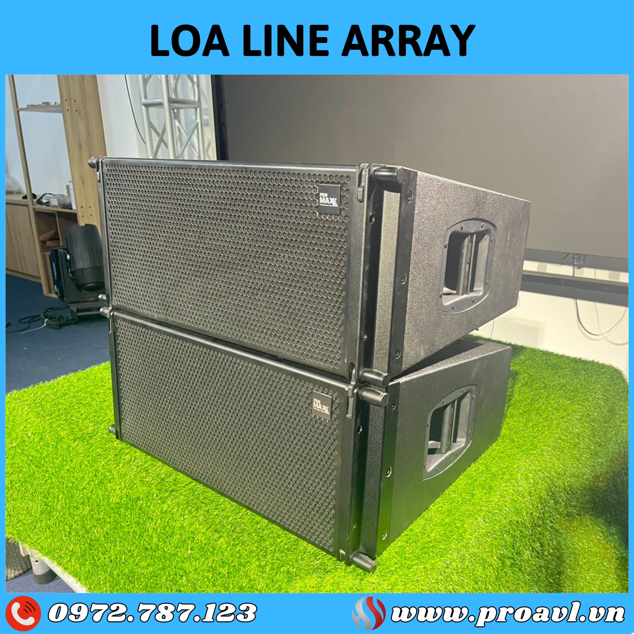 Line array speakers for auditoriums