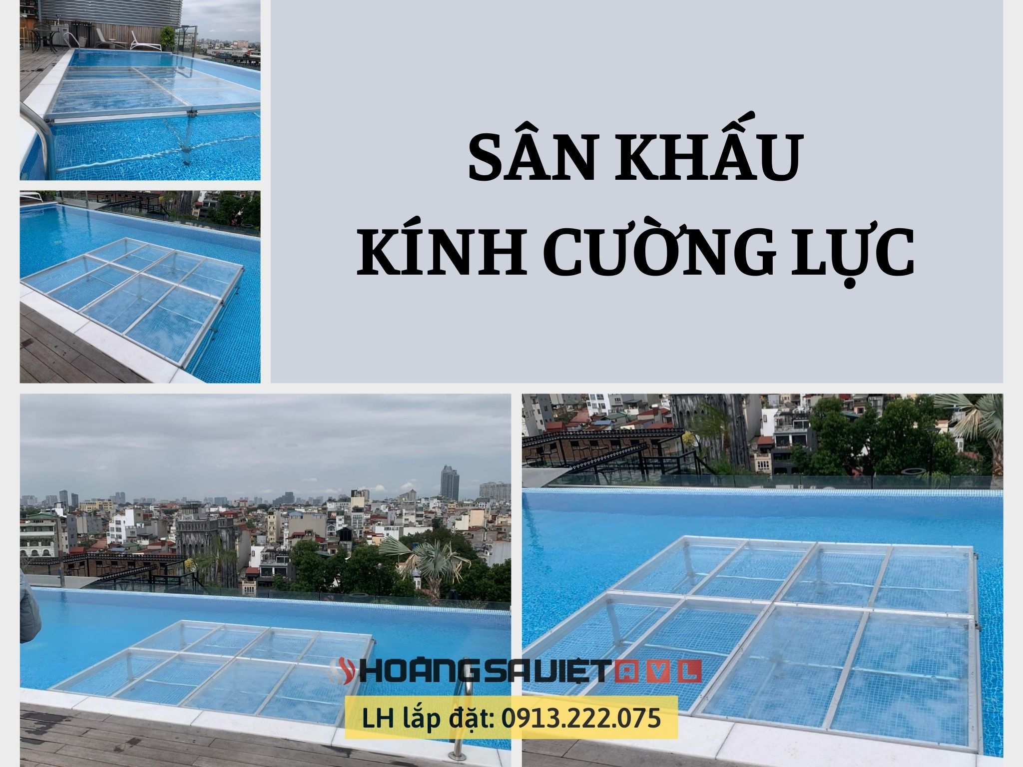 Lắp đặt sân khấu kính cường lực hồ bơi tại Hà Nội