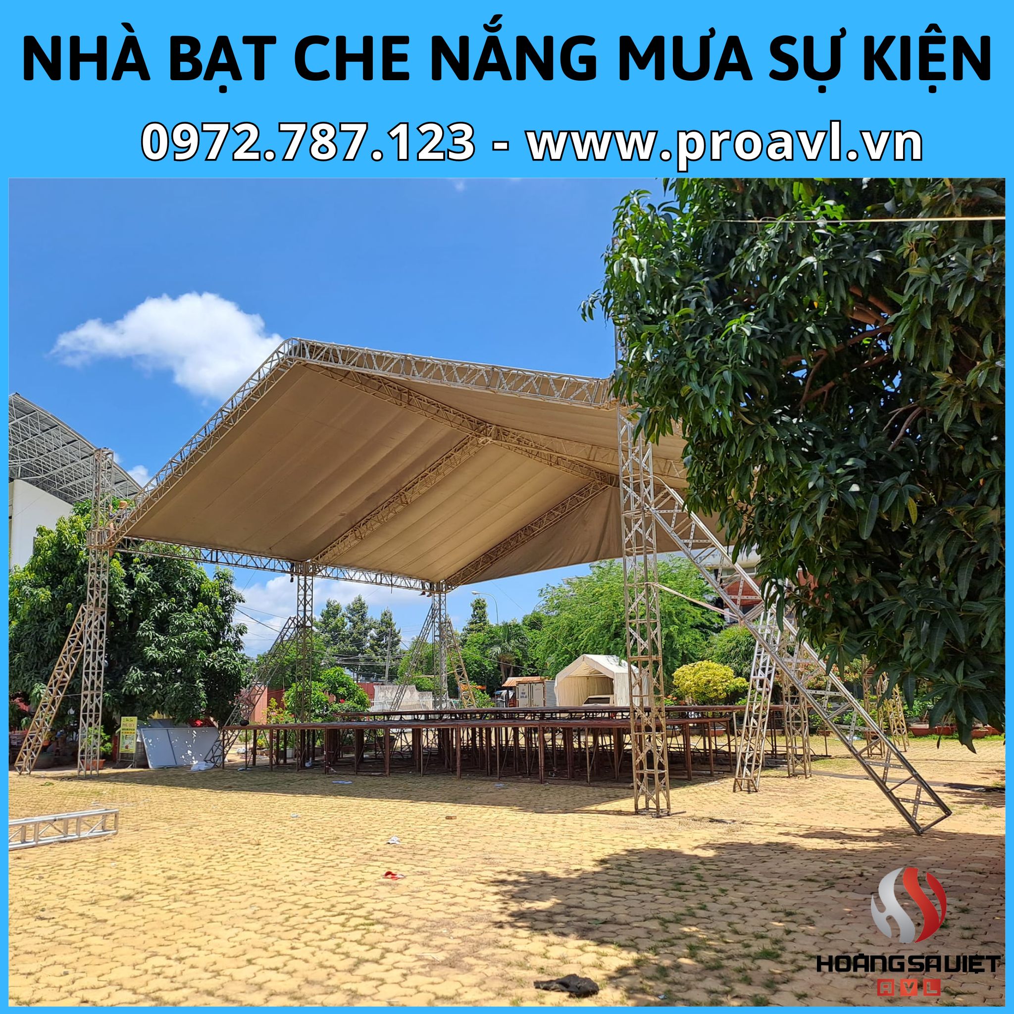 Awnings cover events from sun and rain