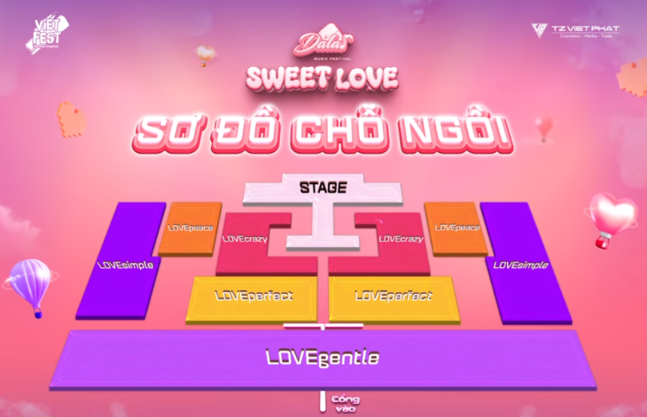 Sợ đồ vị trí ngồi sự kiện Sweet Love