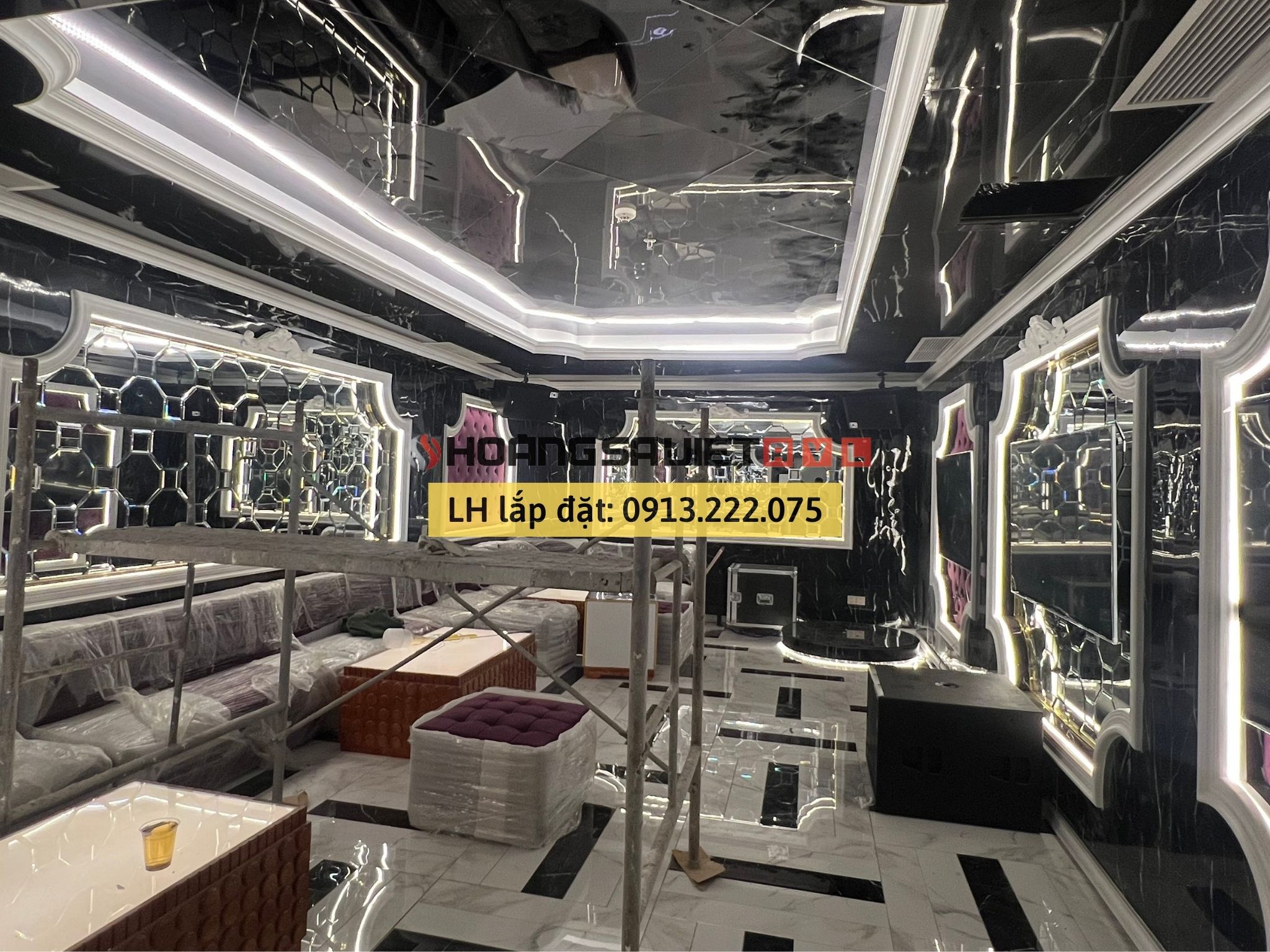 Giai đoạn 1: Tiến hành thi công Âm thanh phòng Karaoke 