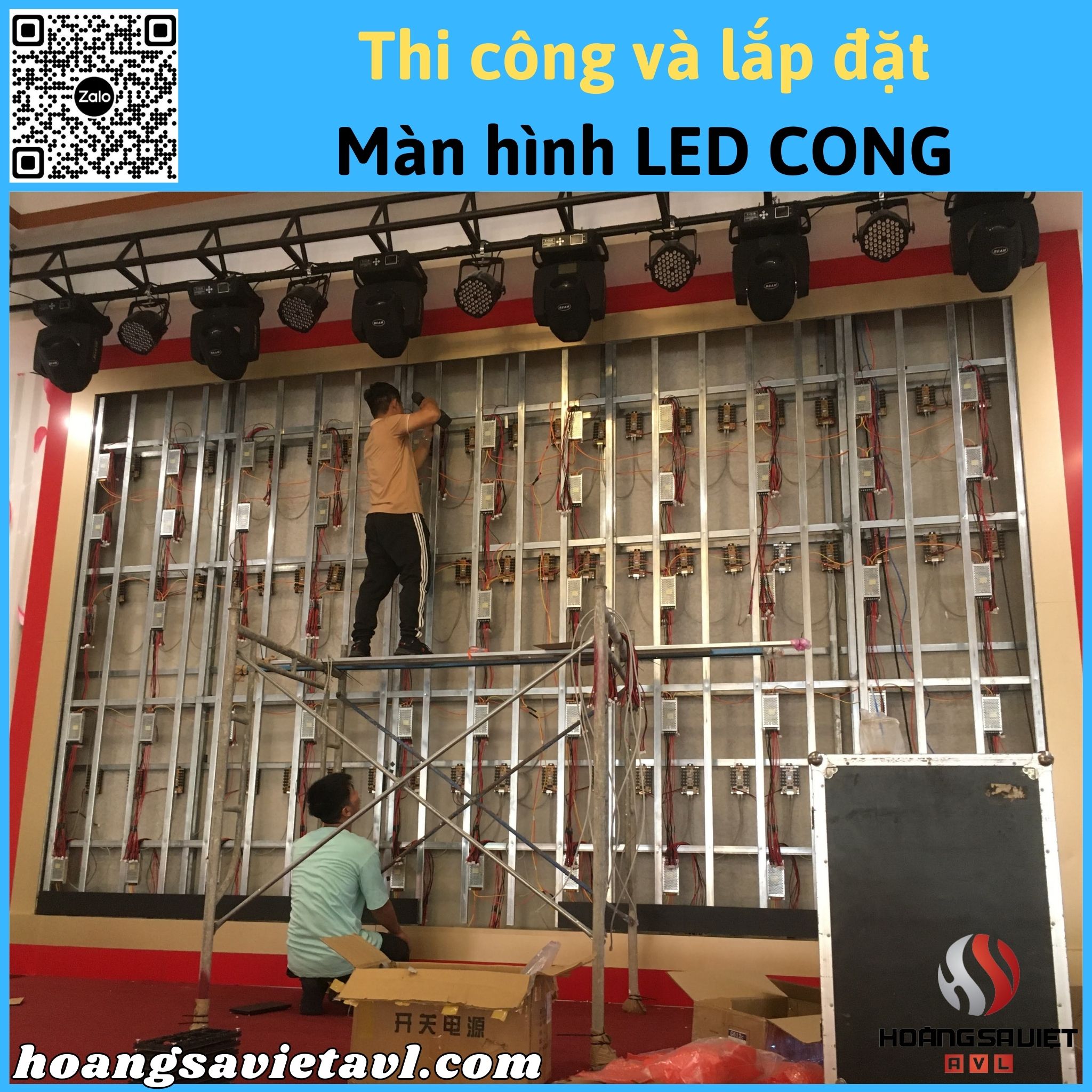 Construction and installation of curved LED screen