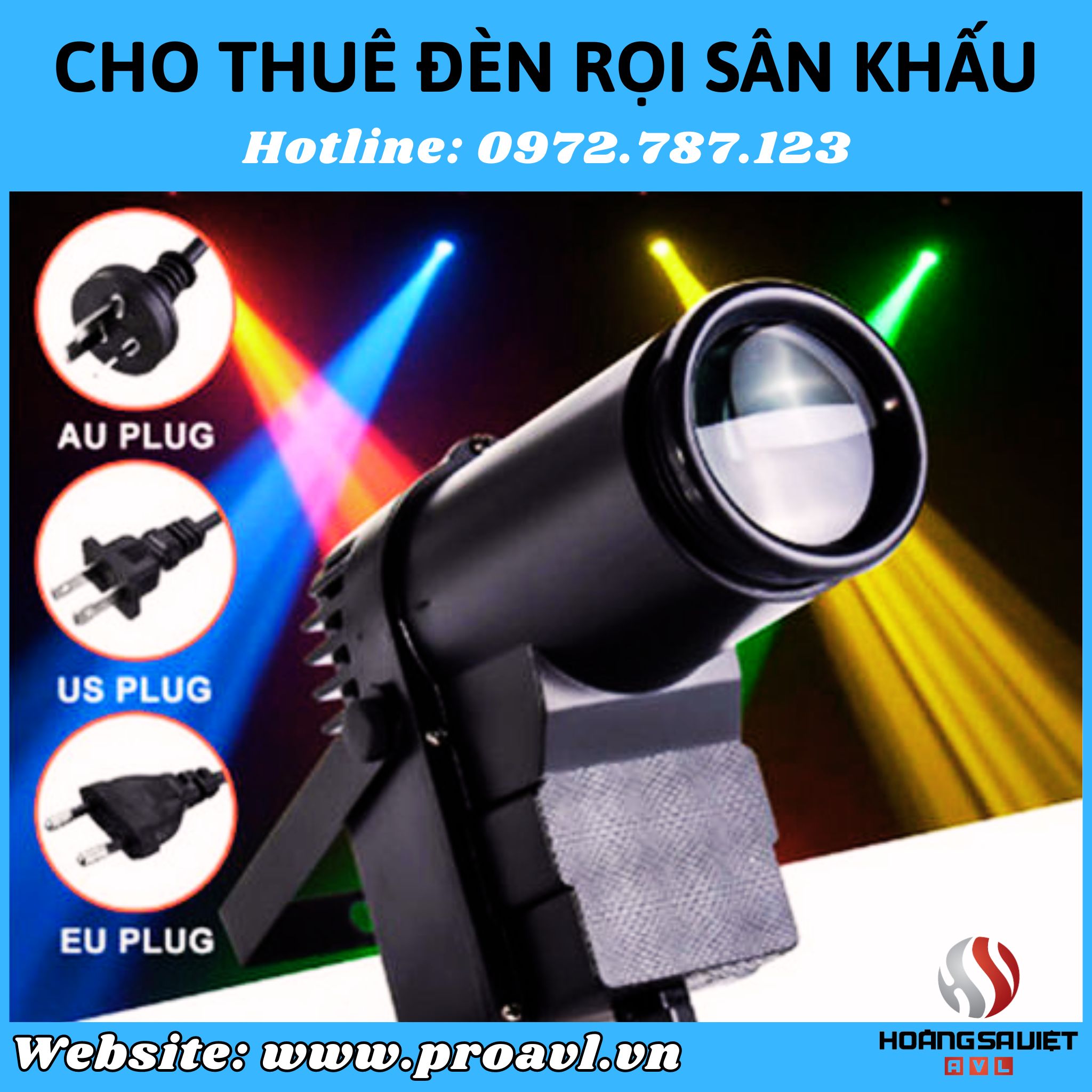 Cho thuê đèn rọi đa màu sắc