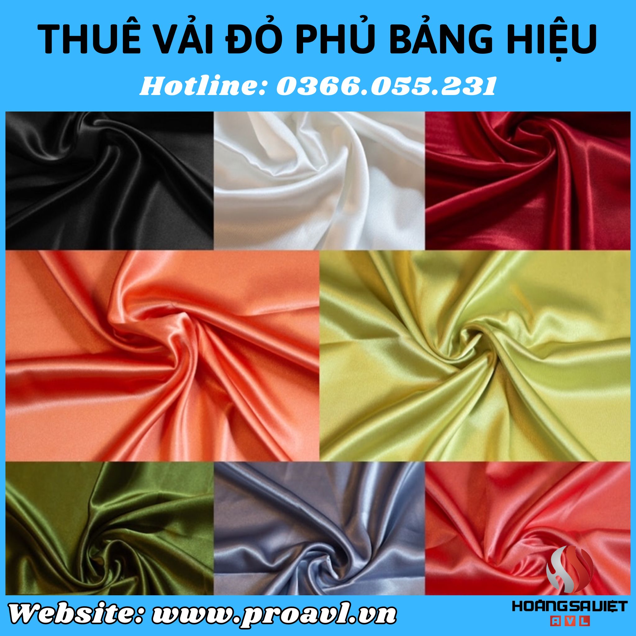 Màu sắc khăn phủ biển hiệu tại HSV ProAVL Hà Nội