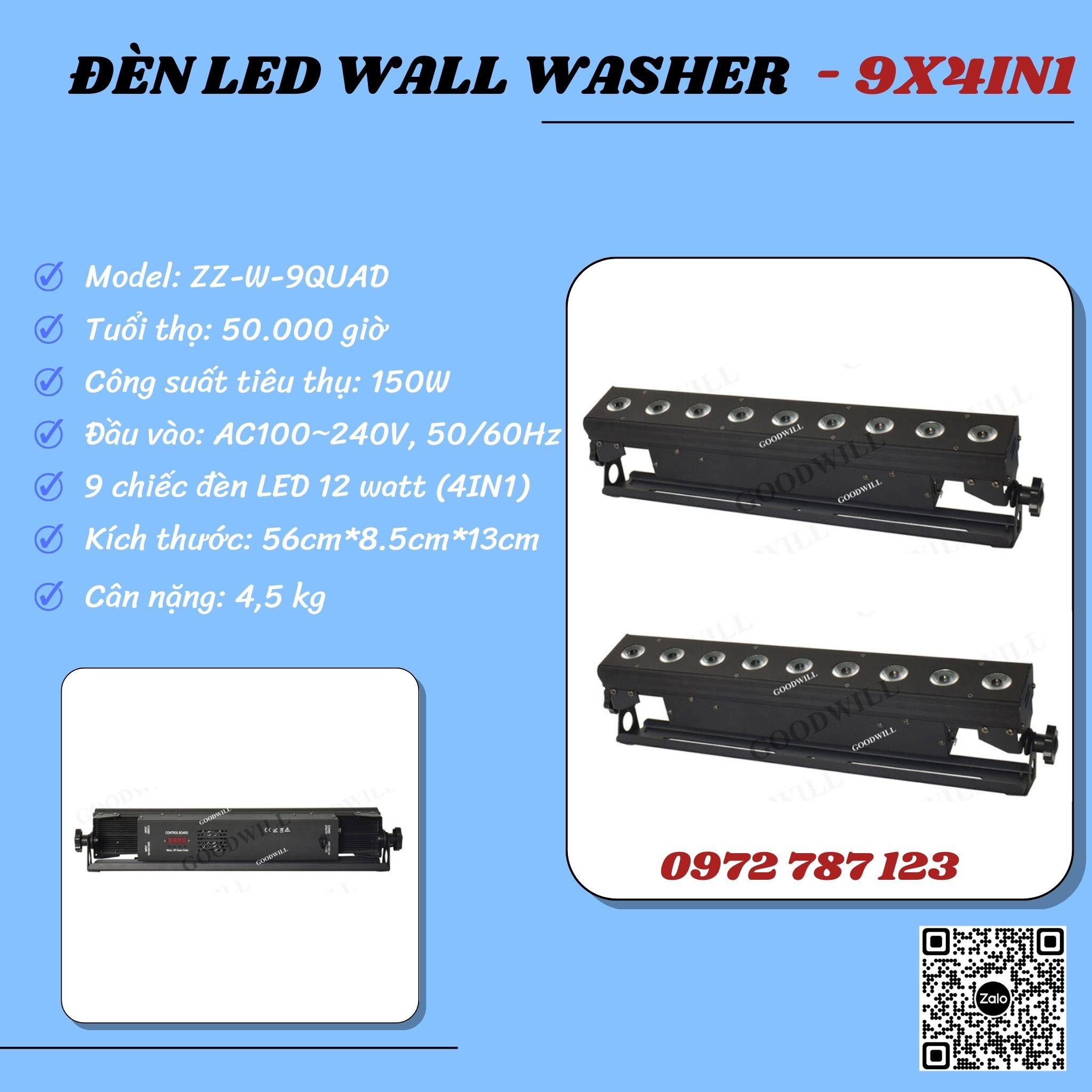 Đèn Sân Khấu Led Wall Washer 9X4In1 Đèn Sân Khấu Led Wall Washer 9X4In1